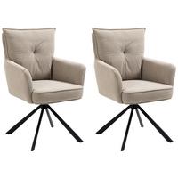 ZESTAW KRZESEŁ Z PODŁOKIETNIK. POINT - czarny/jasnobrązowy, Design, metal/tkanina (60/95/67cm) - Novel