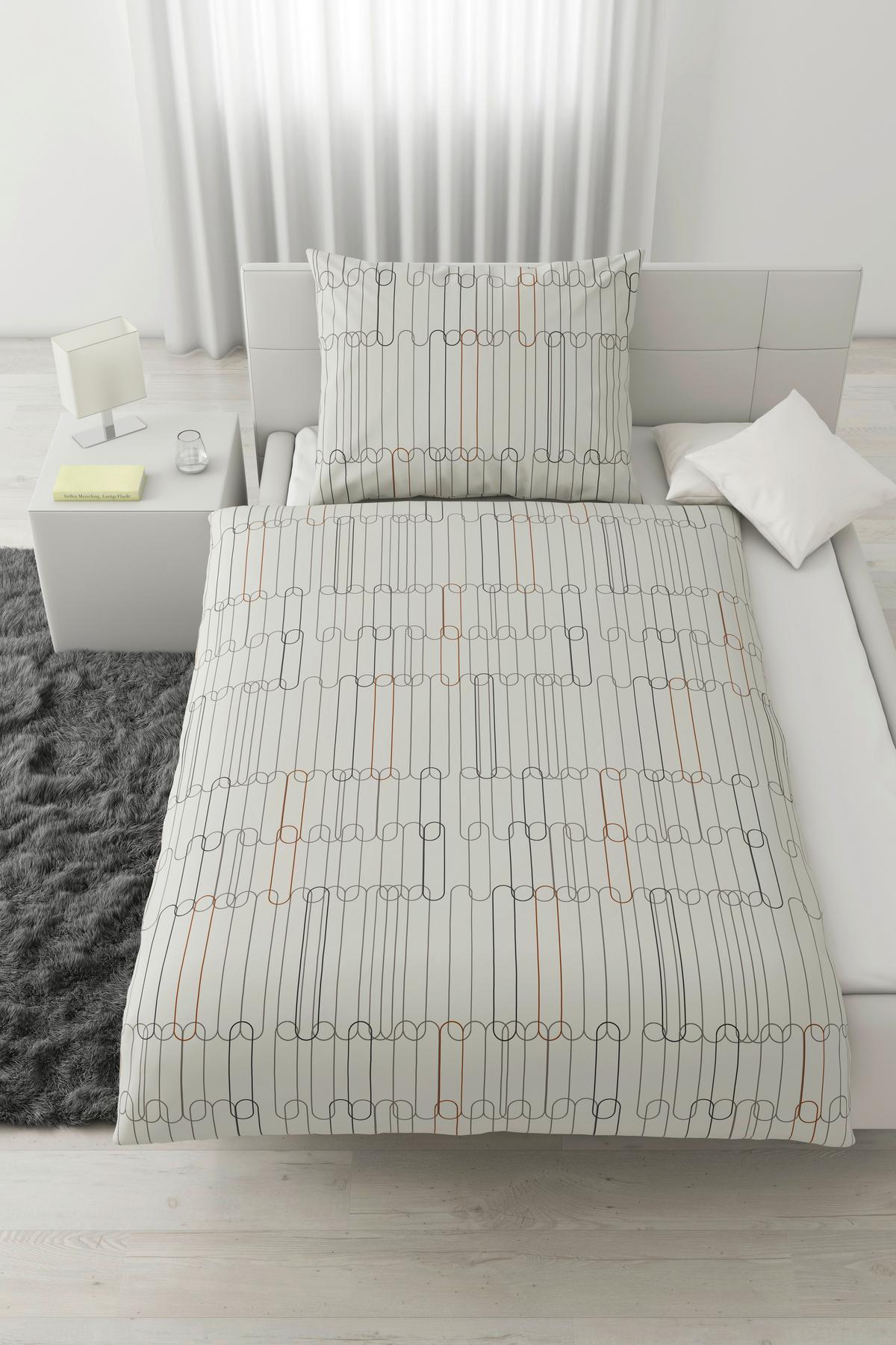 BETTWÄSCHESET CHAINS - Weiss/Cognac, Konventionell, Textil (160/210cm) - Modern Living