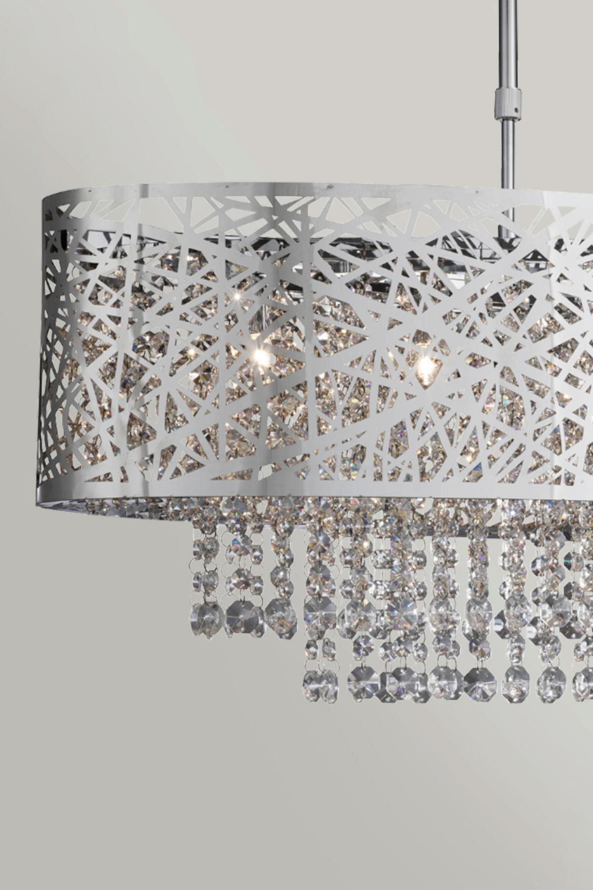 Függőlámpa Mica 5lt 3055-5cc - krómszínű, Design, üveg/fém (81/30/55cm)