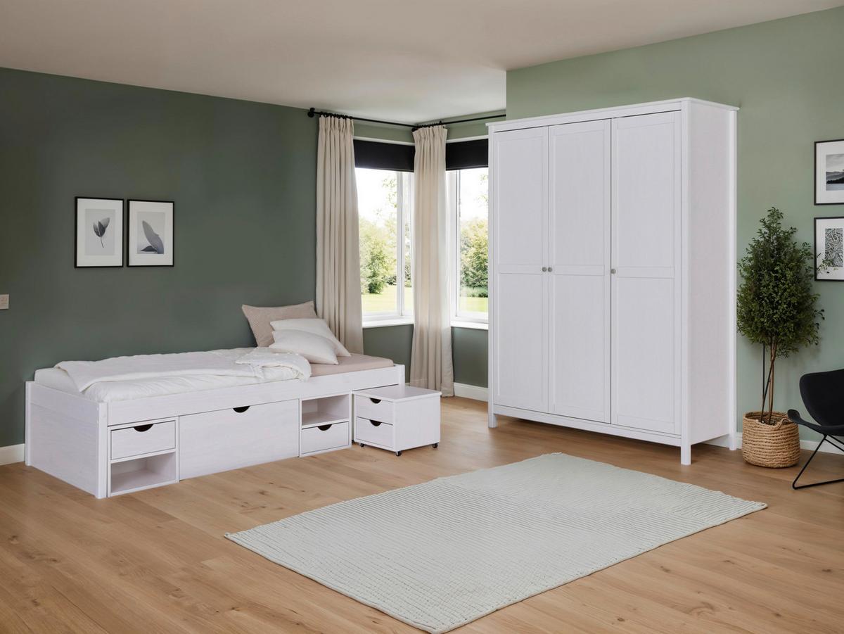 Einzelzimmer TILL 90 in Echtholz Kiefer, Weiß - Weiß/Naturfarben, MODERN, Holz - MID.YOU