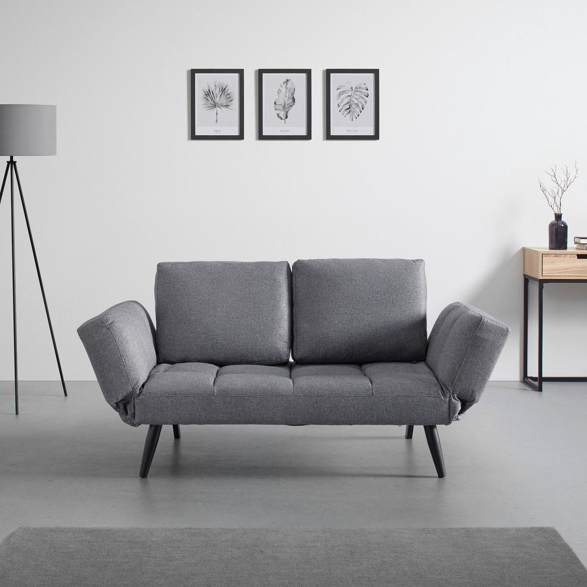 Schlafsofa Aurelia Dunkelgrau Webstoff - Hellgrau/Schwarz, MODERN, Holz/Textil (191/73/78cm) - Bessagi Home