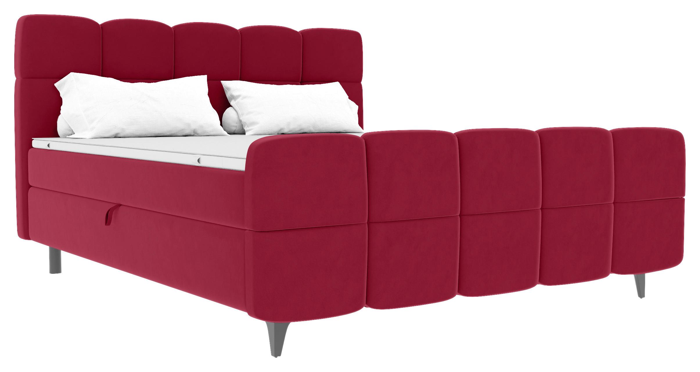 Boxbett Mona Rot ca. 160x200cm - Rot/Schwarz, KONVENTIONELL, Kunststoff/Textil (160/200cm) - Mömax