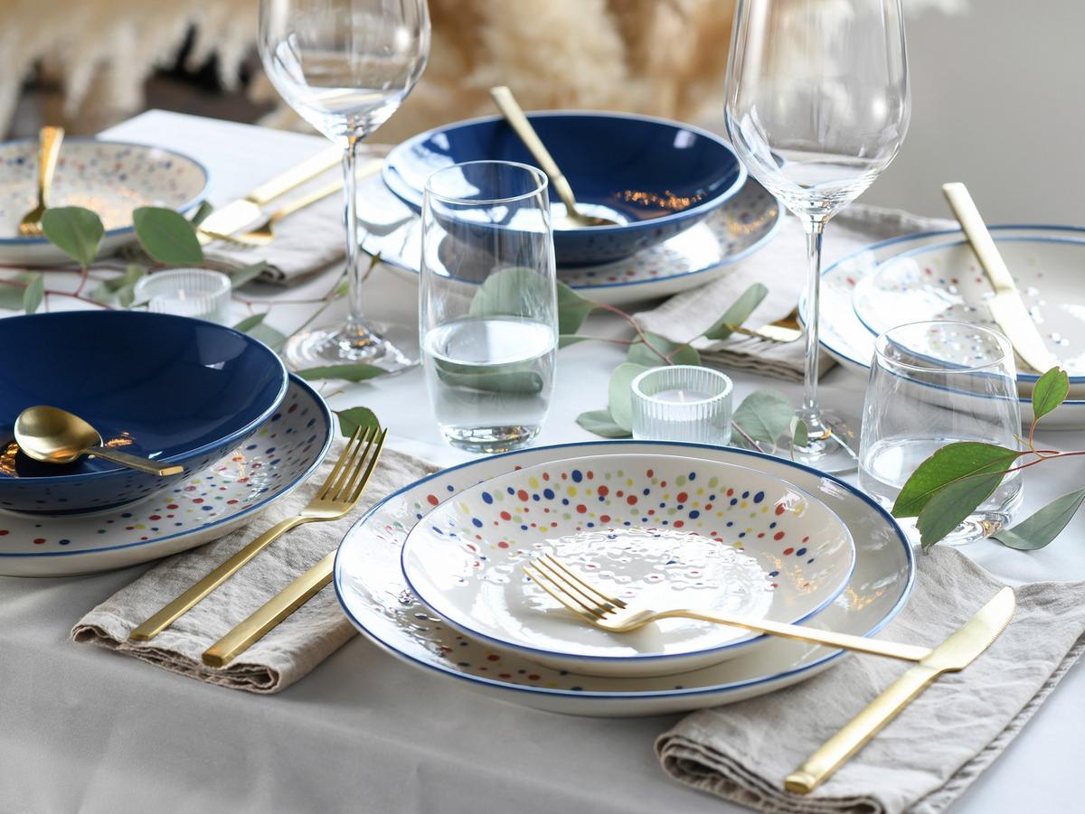 Jedilni Servis Joy Blue, 12-Delni - modra/krem barve, Basics, keramika - Creatable