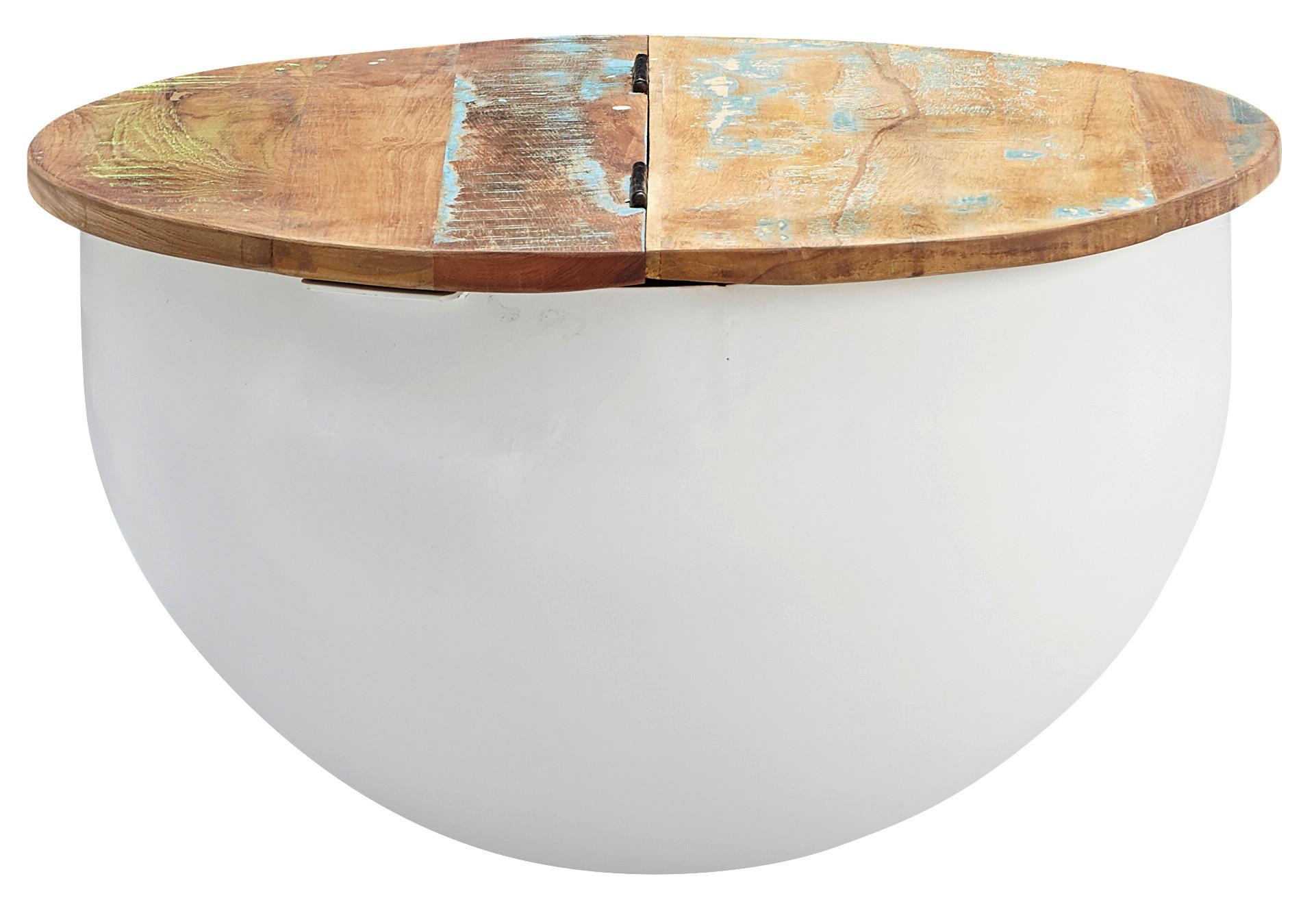 Klubska Miza Wohnling - bela/rjava, Moderno, kovina/les (60/60/34cm) - MID.YOU