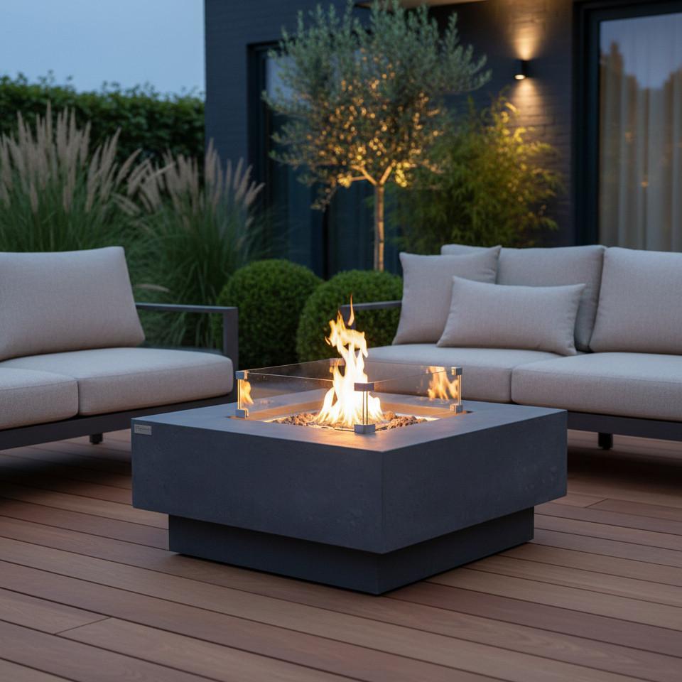 Feuerstelle Manhattan Dunkelgrau - Dunkelgrau, KONVENTIONELL, Stein/Metall (91/91/40cm) - Gardenson