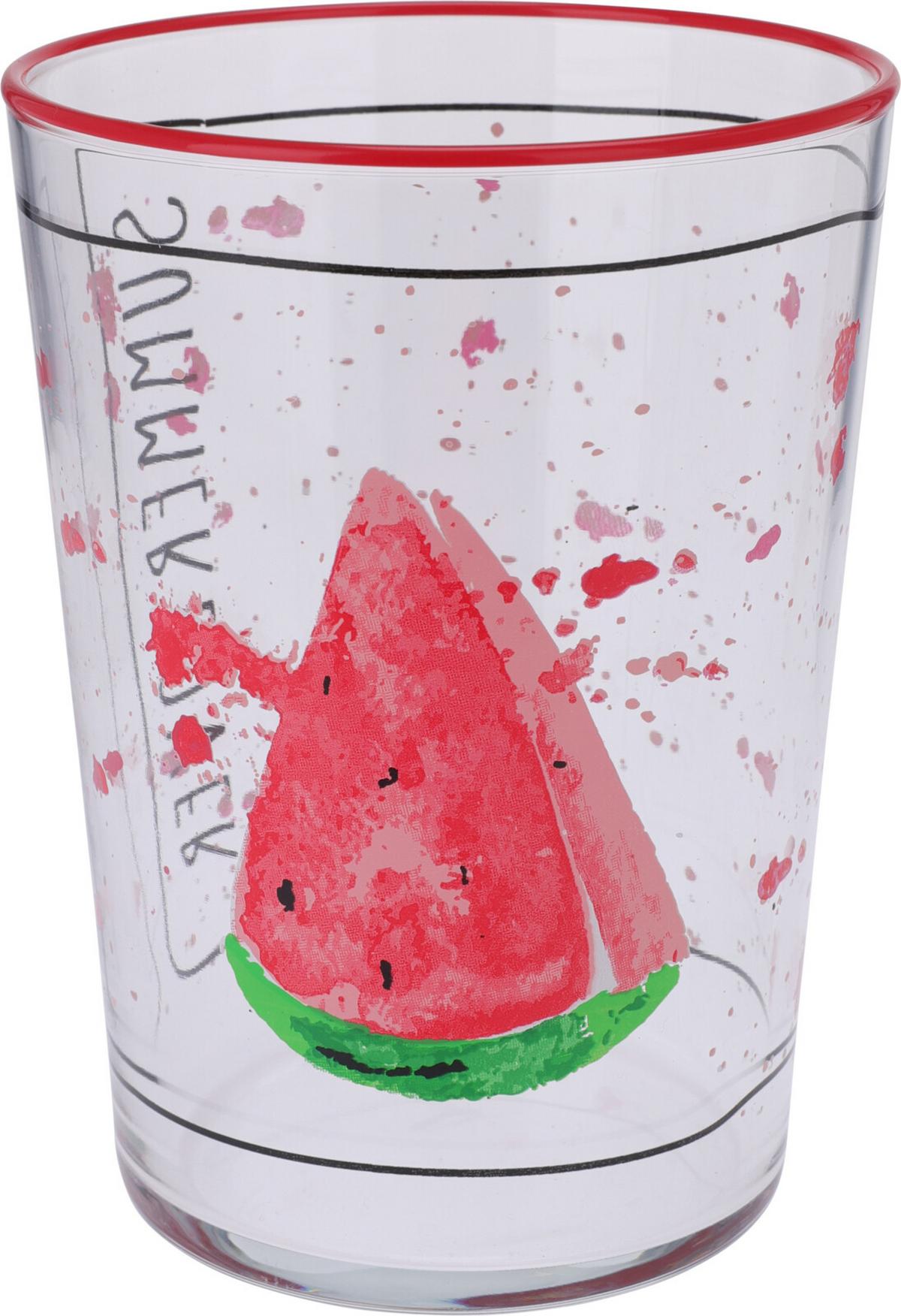 Pohár Summer Fruits - sárga/piros, Üveg (8,8/12cm)