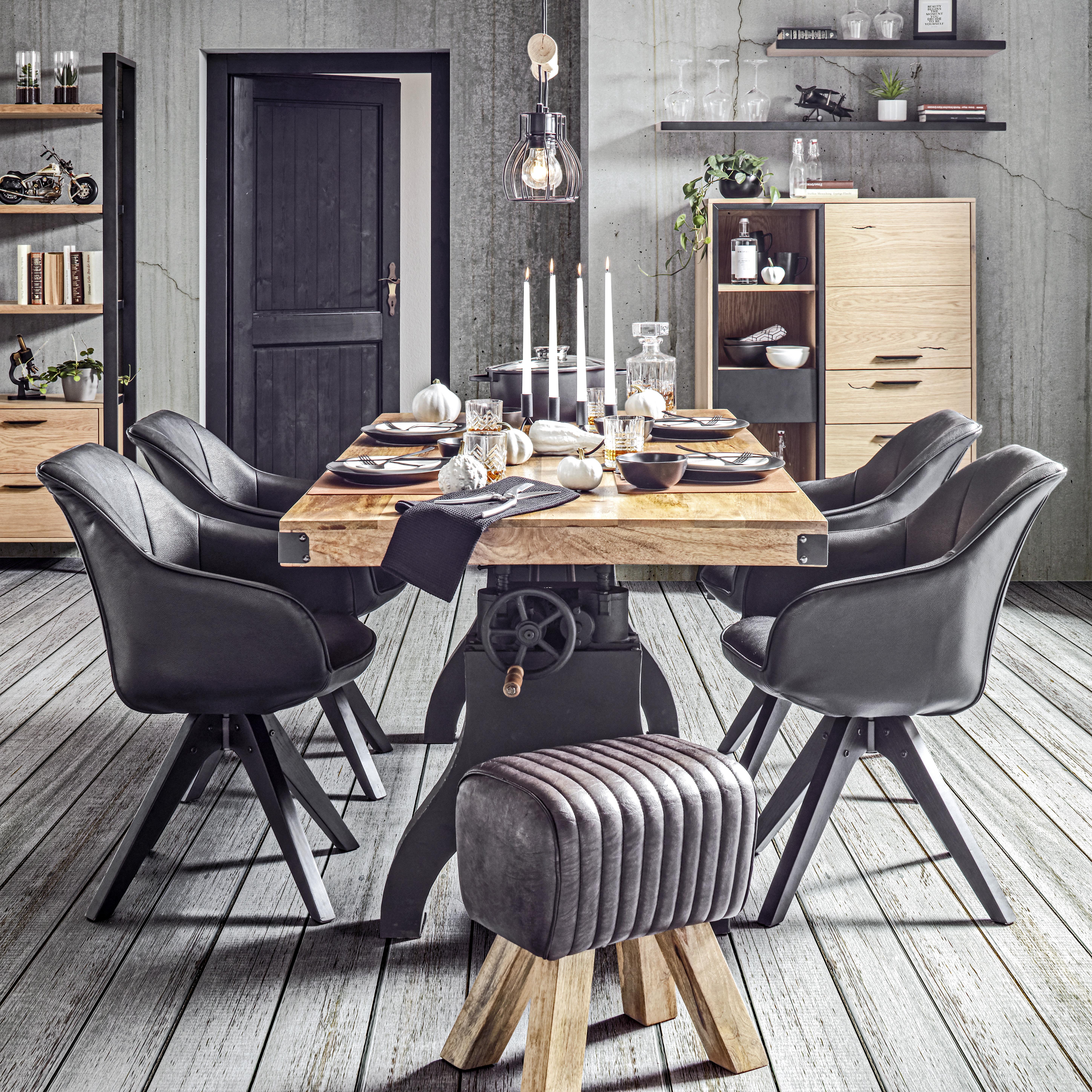 Étkezőasztal Industrial - Natúr/Fekete, Lifestyle, Fa/Fém (200/90/76cm) - Premium Living