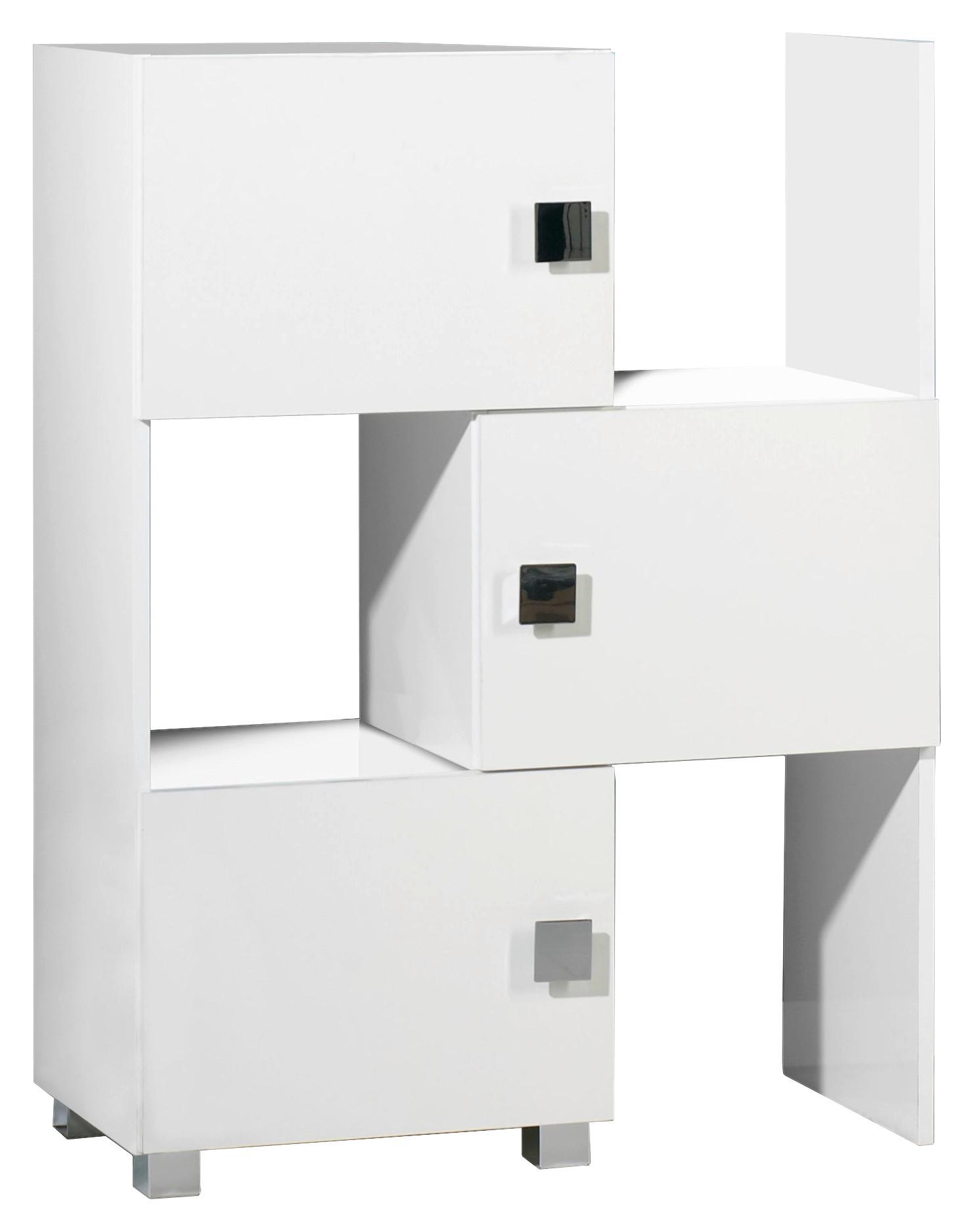 Badezimmerregal "Quadra" , weiß - Chromfarben/Weiß, MODERN, Holzwerkstoff/Metall (47,0-78,0/101/34,5cm) - MID.YOU