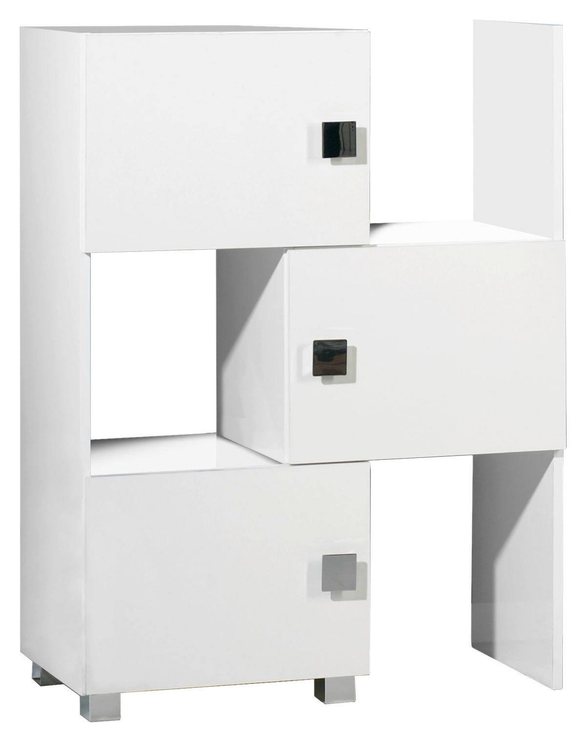 Badezimmerregal "Quadra" , weiß - Chromfarben/Weiß, MODERN, Holzwerkstoff/Metall (47,0-78,0/101/34,5cm) - MID.YOU