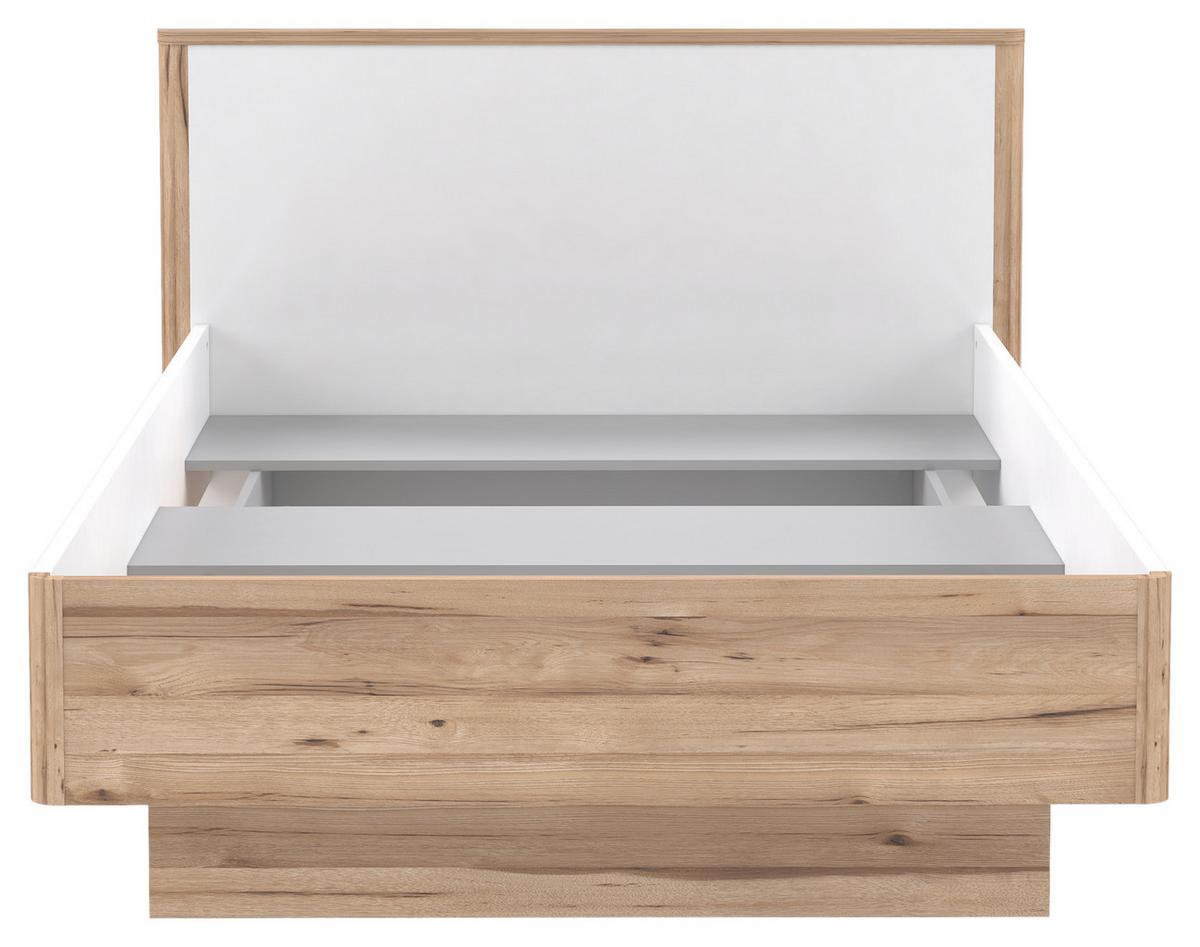 Postelja Tess, Bela, Barva Hrasta, 120x200 - barve hrasta/bela, Moderno, leseni material (120/200cm) - Xora