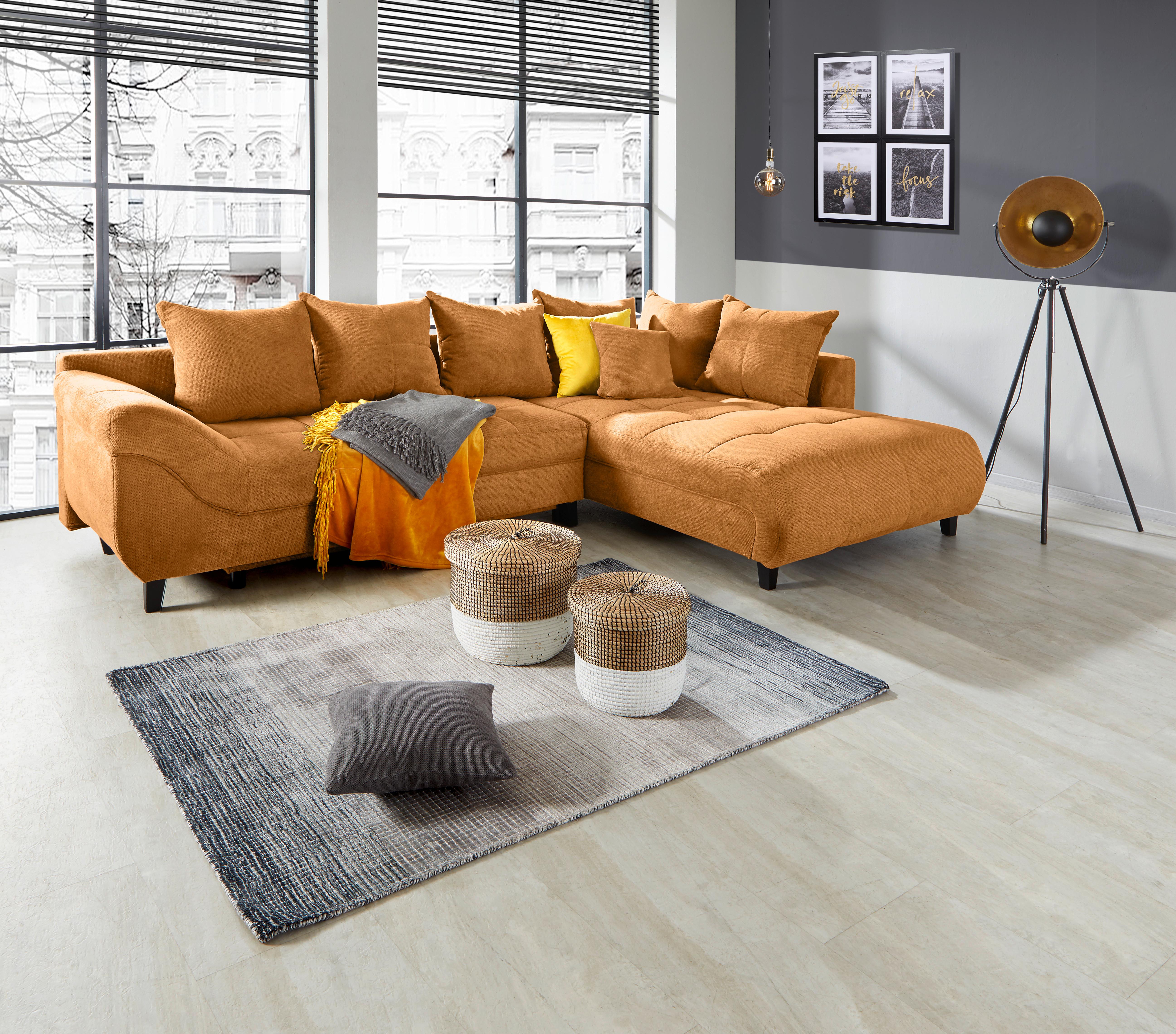 Kutna Garnitura Mendoza - narančasta/siva, Design, tekstil/drvo (309/197cm) - Modern Living
