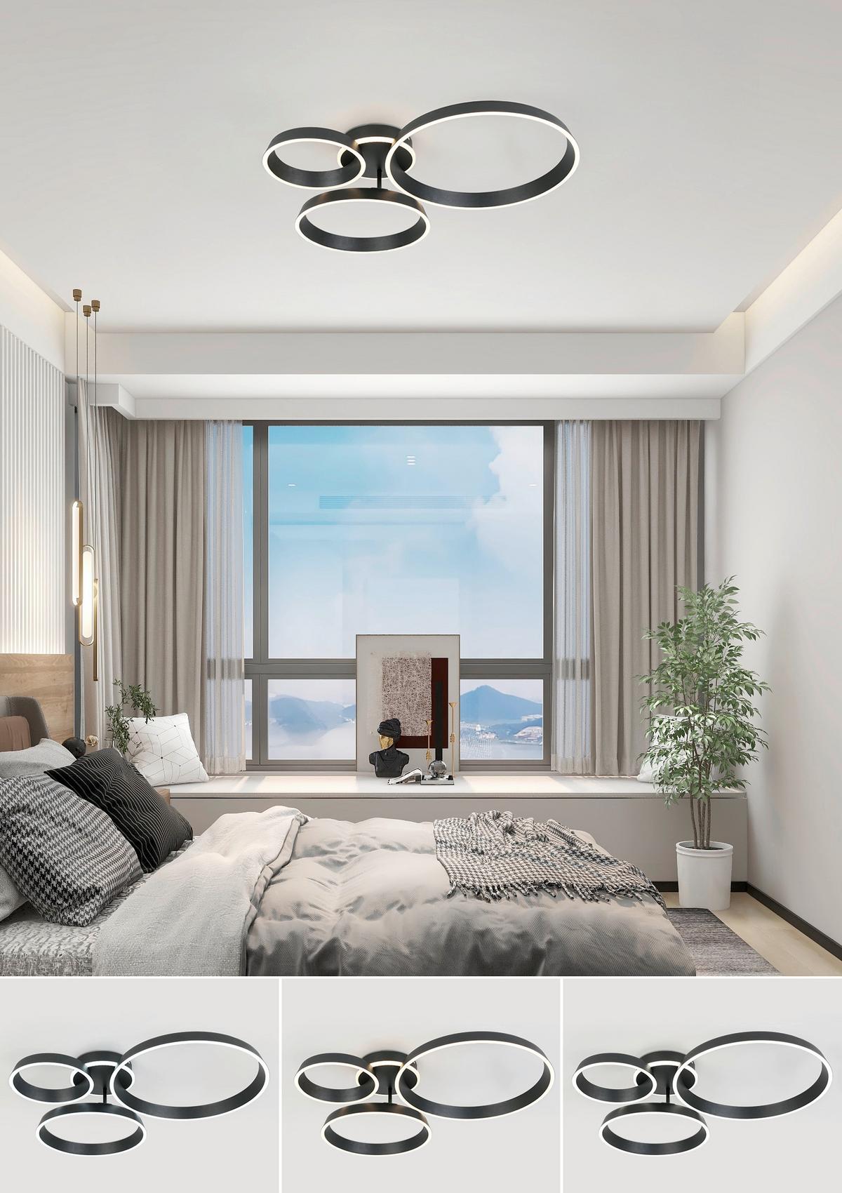 LED-Deckenleuchte Star Schwarz matt max. 42 Watt - Schwarz, MODERN, Kunststoff/Metall (64,5/74,5/14cm) - Mömax