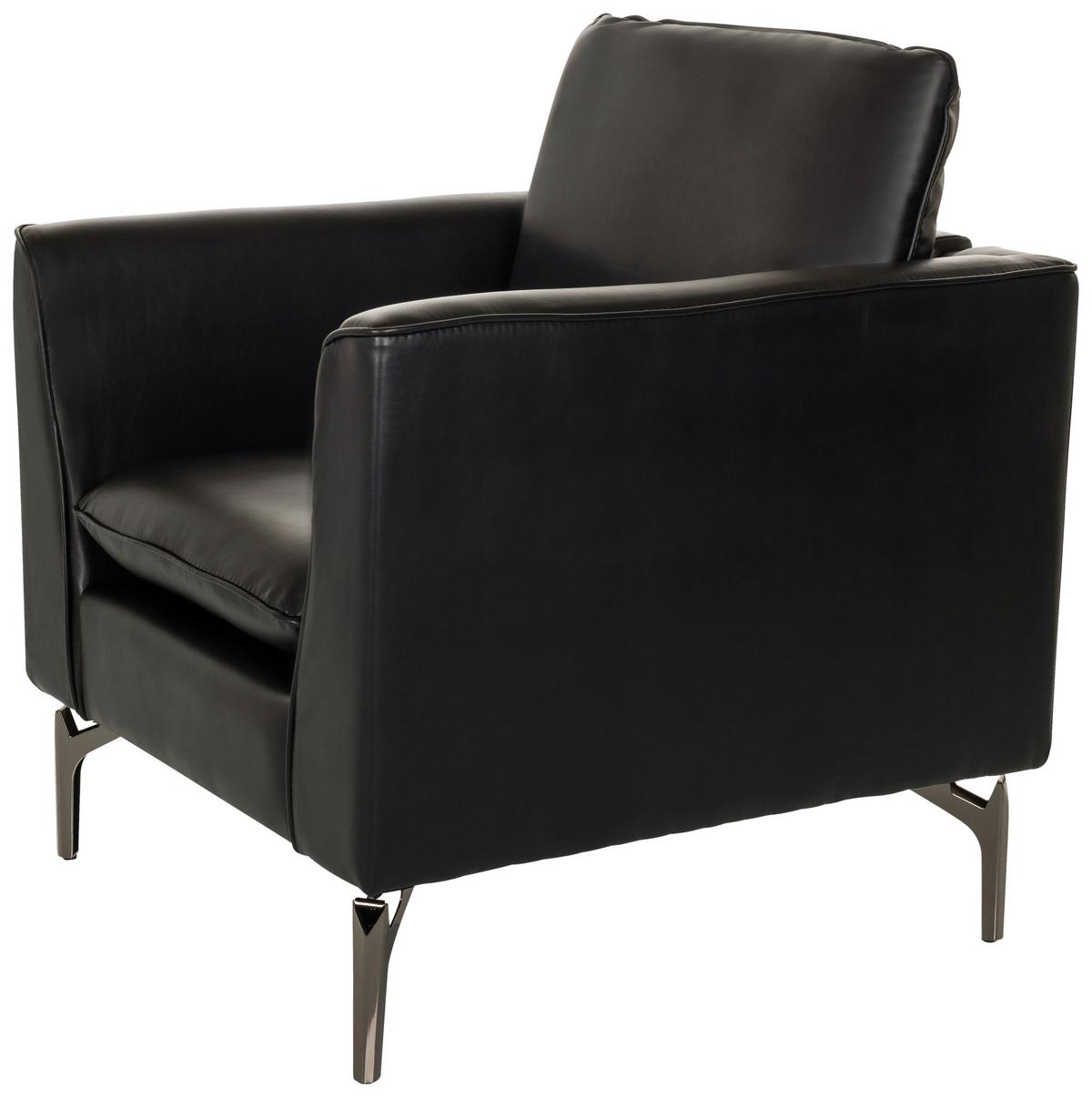 Fotelj Bavero, Črna - črna, Moderno, kovina/usnje (75/65/73cm) - MID.YOU
