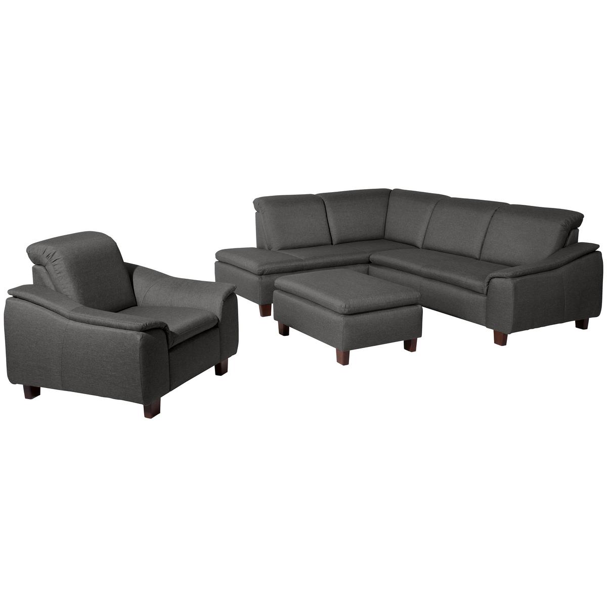 ECKSOFA AARON - Anthrazit/Nussbaumfarben, Design, Holz/Textil (187/247cm) - Max Winzer