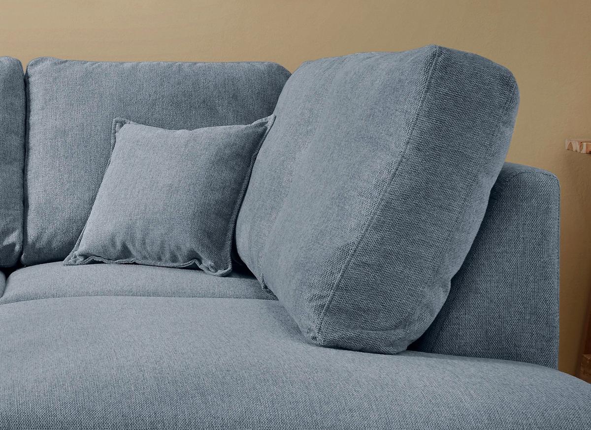 Wohnlandschaft Valentina Blau Struktur - Blau/Naturfarben, KONVENTIONELL, Holz/Textil (230/200cm) - P & B