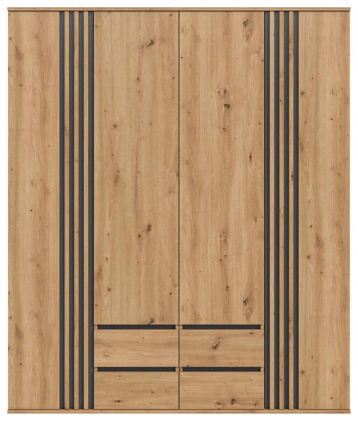 Drehtürenschrank TOFTA Eiche Artisan, Anthrazit - Anthrazit/Eiche Artisan, ROMANTIK / LANDHAUS, Holzwerkstoff (160/192/56cm) - Livetastic