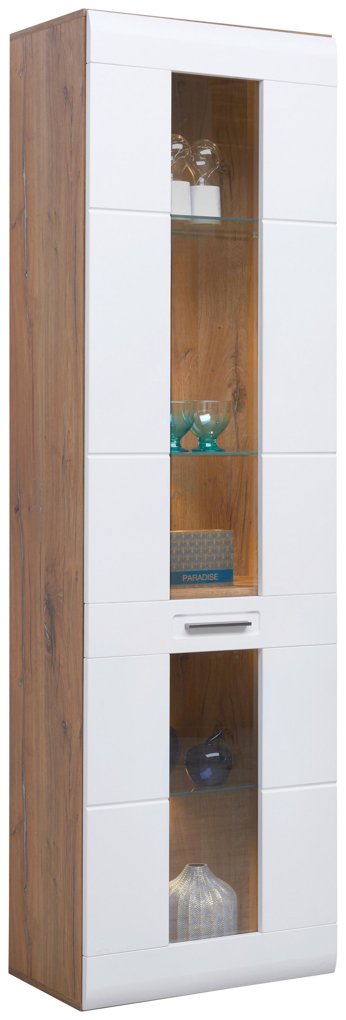 Vitrina Auris - bijela, Moderno, staklo/drvni materijal (60/204,2/37,1cm) - Modern Living