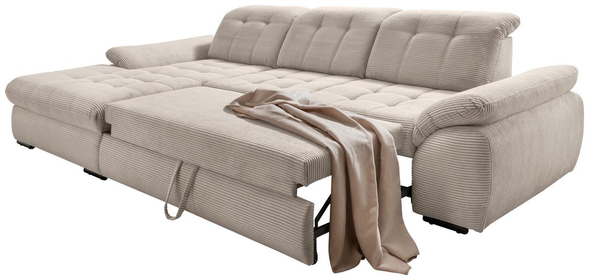 Ecksofa mit Bettkasten Rigatti ca. 184x314 cm Beige - Beige/Schwarz, MODERN, Textil/Metall (184/314cm) - Livetastic