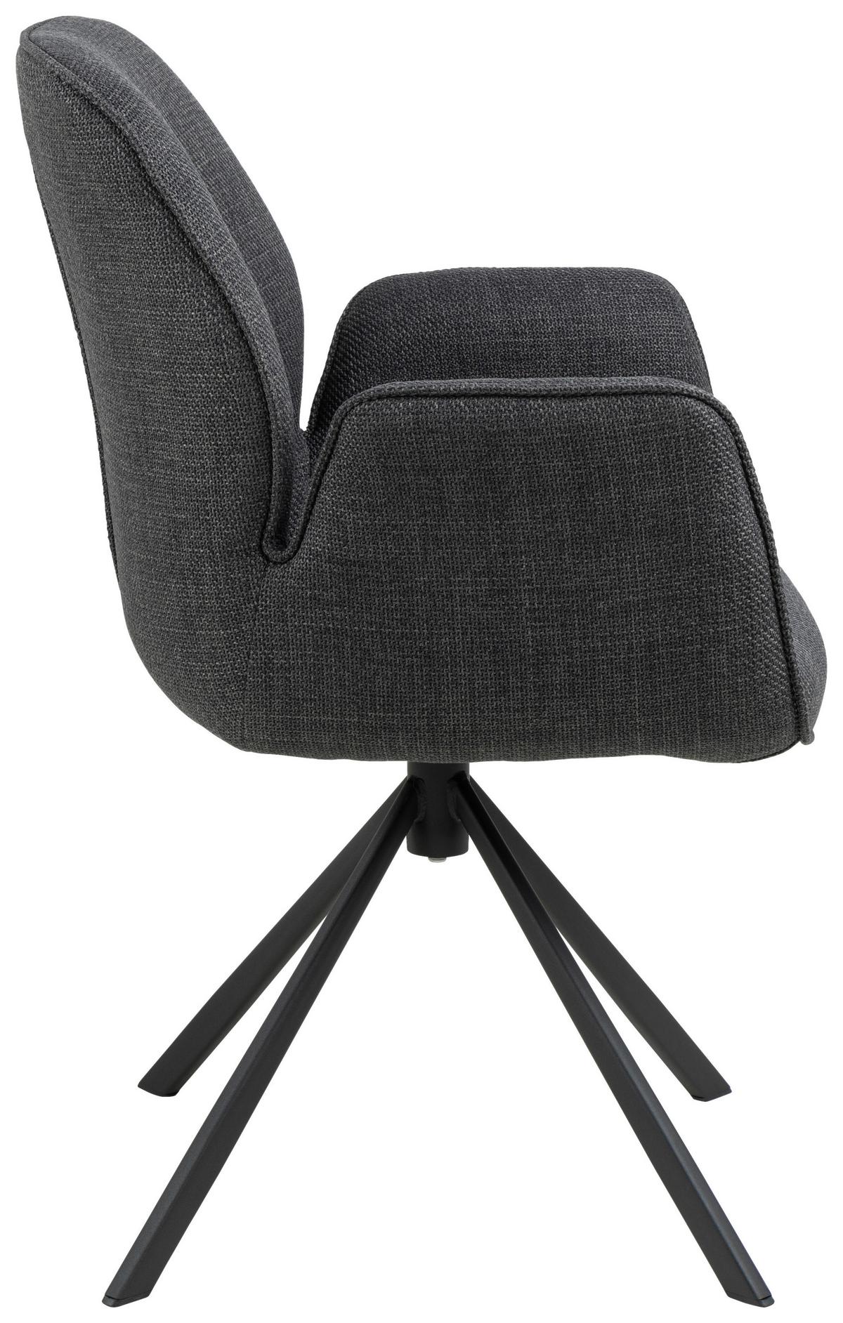 KRZESŁO Z PODŁOKIETNIKAMI AURA - ciemnoszary/czarny, Design, metal/tkanina (61/90/62cm) - MID.YOU