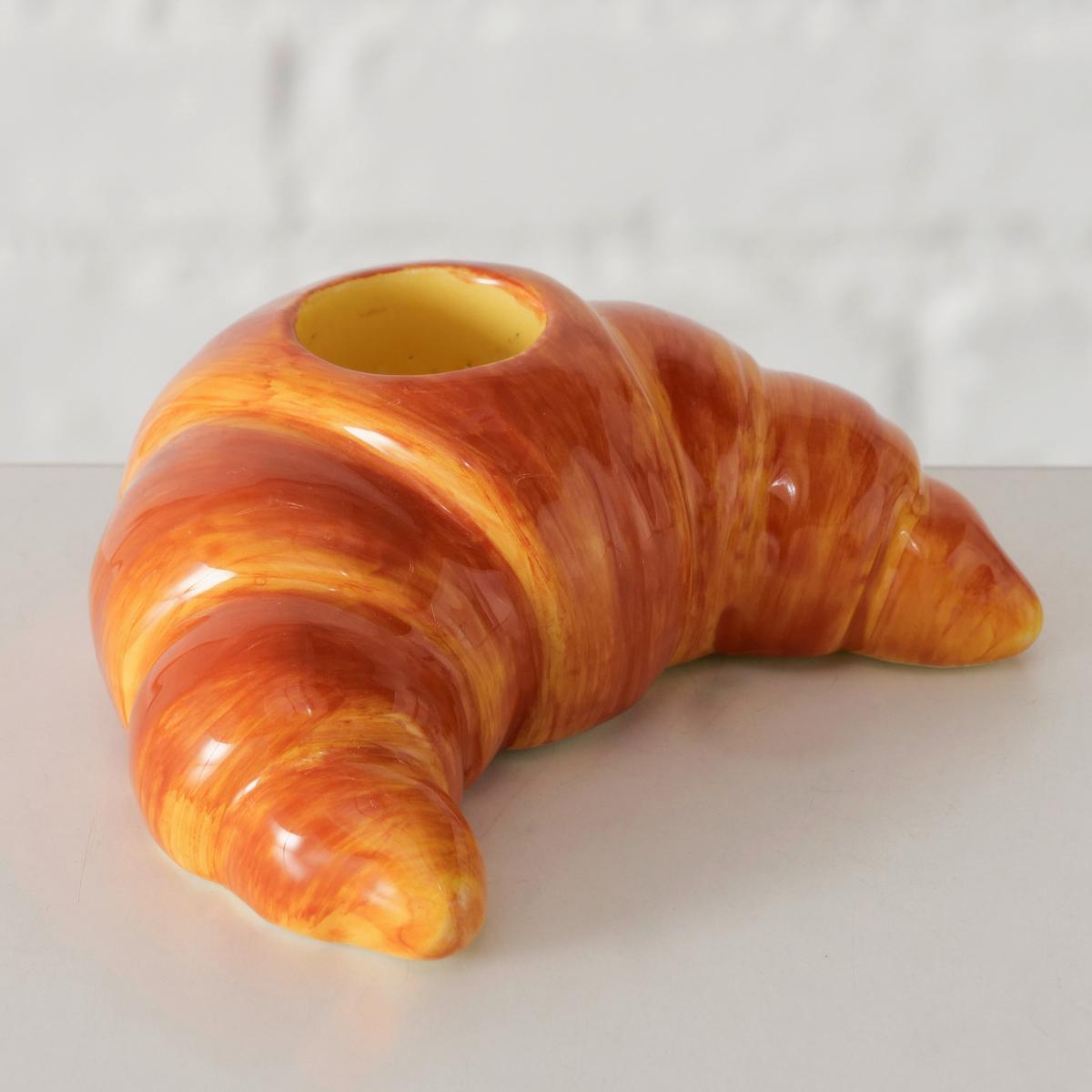 Stabkerzenhalter Croissant Hellbraun - Hellbraun, Basics, Keramik (8,5/7/3,5cm)