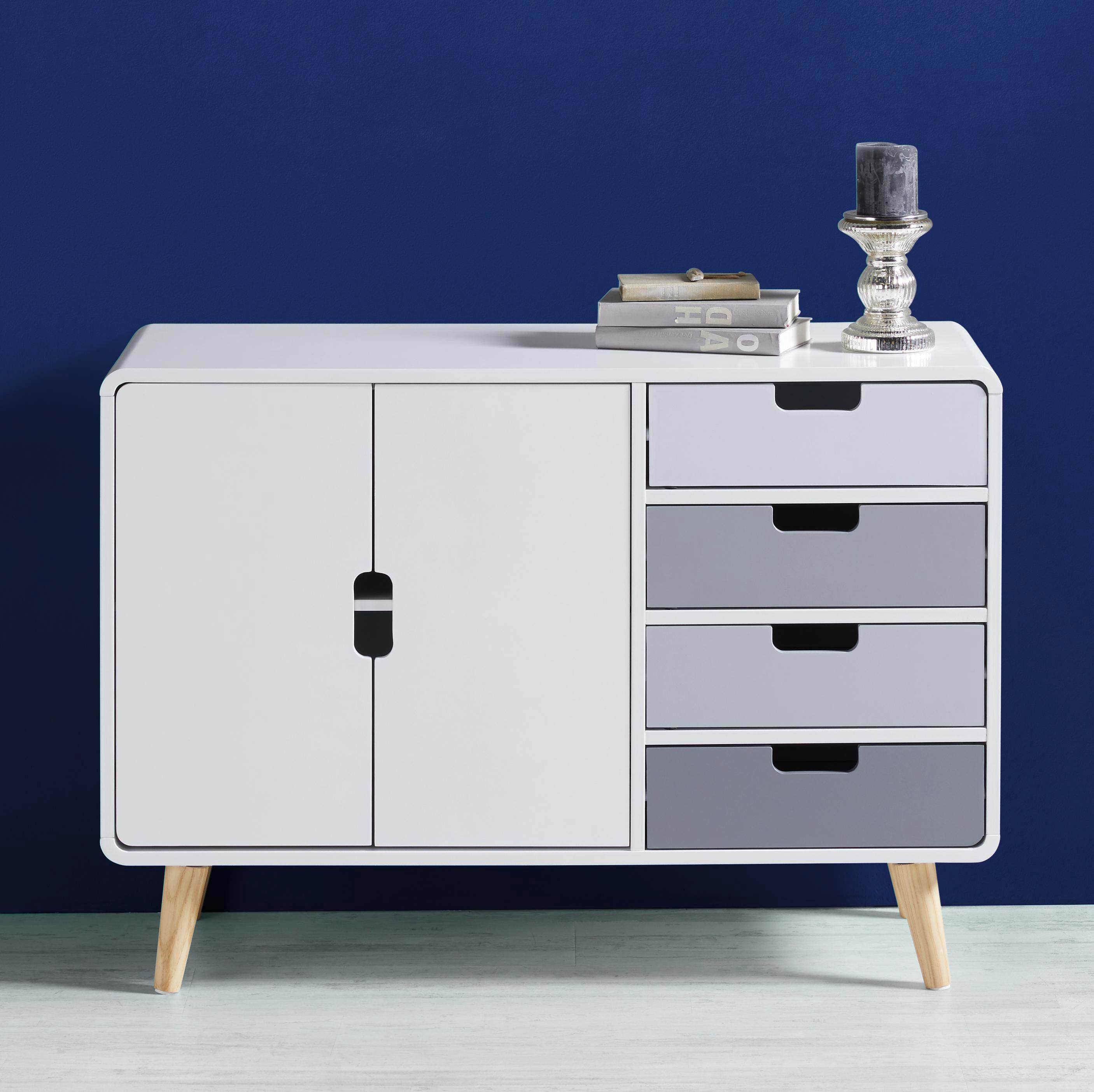 Sideboard in Weiß/Grau 'Daniela' - Weiß/Grau, MODERN, Holz (100/70/38cm) - Bessagi Home