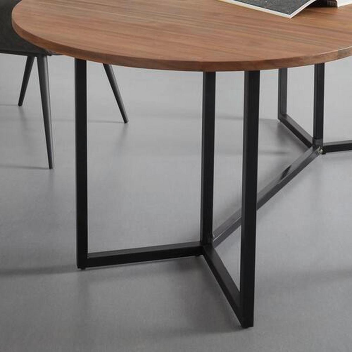 Raztegljiva Jedilna Miza Samuel, Akacija - črna/barve akacije, Moderno, kovina/les (160-200/100/75cm) - Bessagi Home