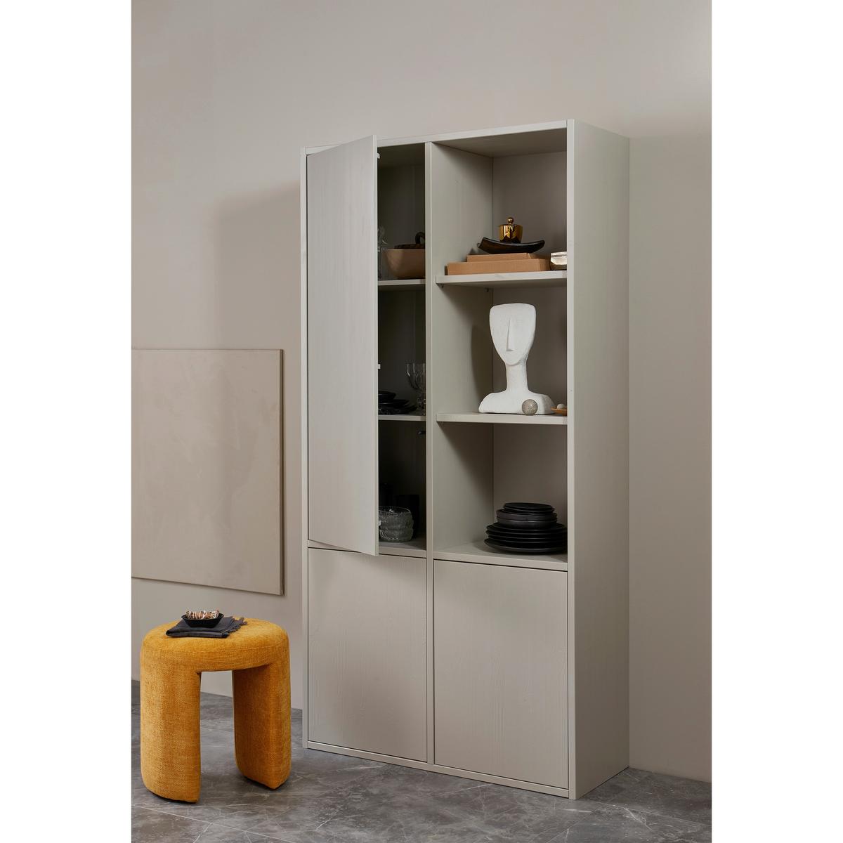Mehrzweckschrank Merel Grauweiß B: 100 cm - Grauweiß, Design, Holz (100/200/40cm) - Livetastic