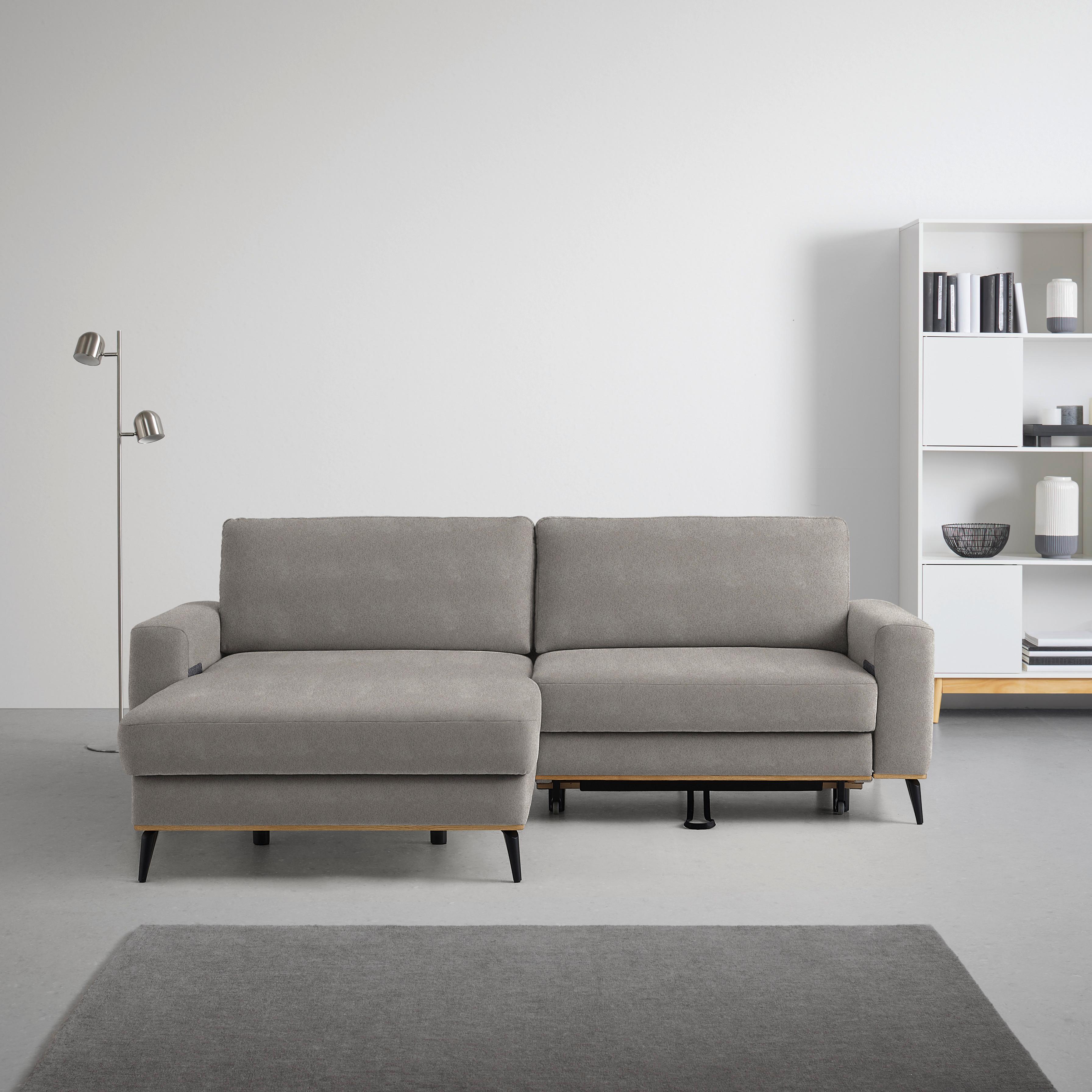 Wohnlandschaft Romeo Silberfarben - Silberfarben/Schwarz, KONVENTIONELL, Textil/Metall (167/87/234cm) - Zandiara
