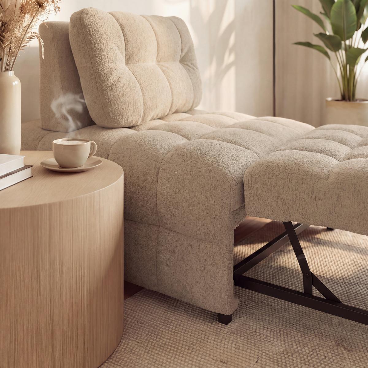 Schlafsessel Liara Webstoff Beige - Beige/Schwarz, MODERN, Holz/Textil (88/87/110cm) - Bessagi Home