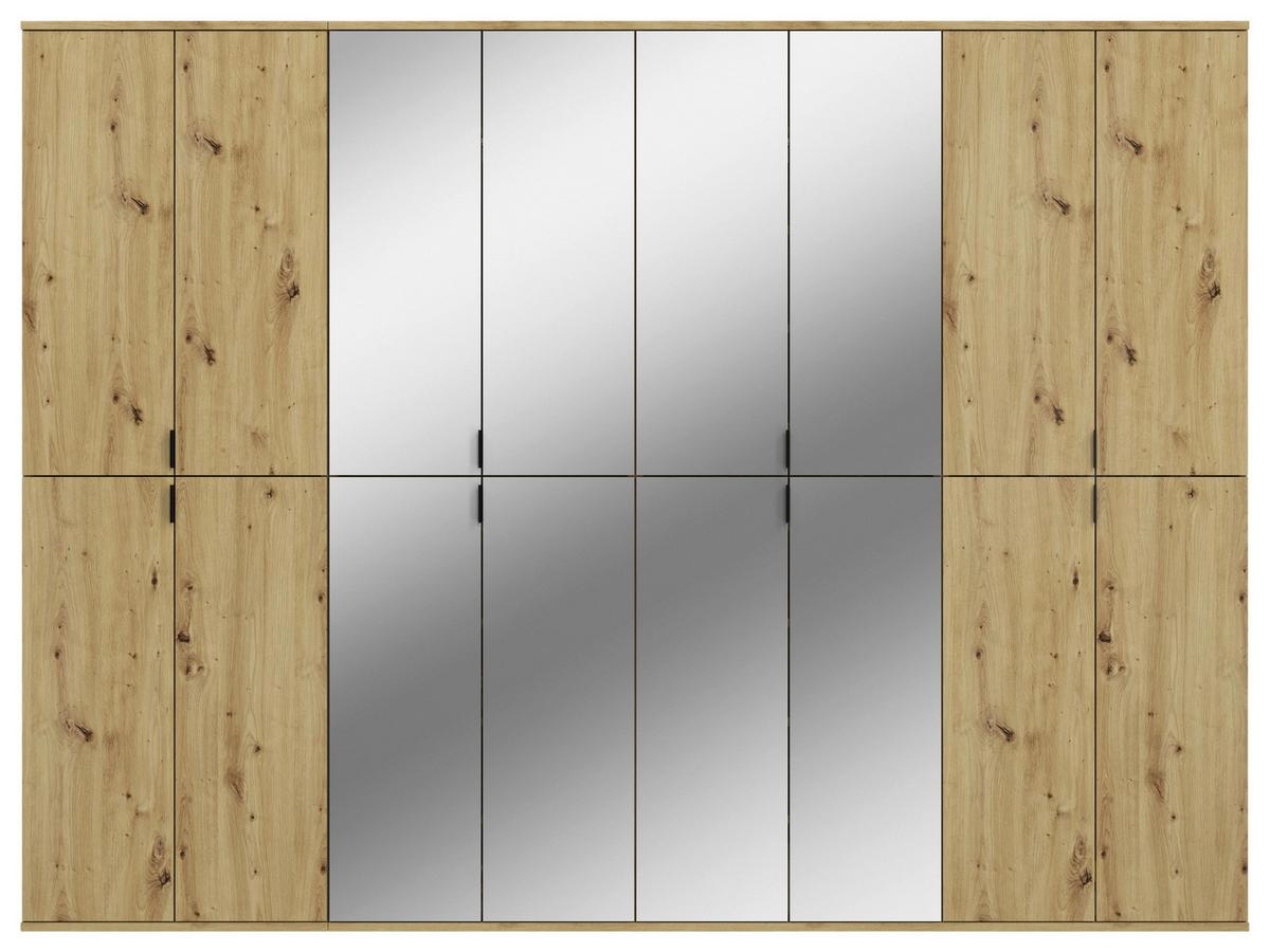 Garderobenschrank Projekt X ca. 244x193 cm Artisan Eiche - Schwarz, KONVENTIONELL, Glas/Holzwerkstoff (244/193/34cm) - MID.YOU