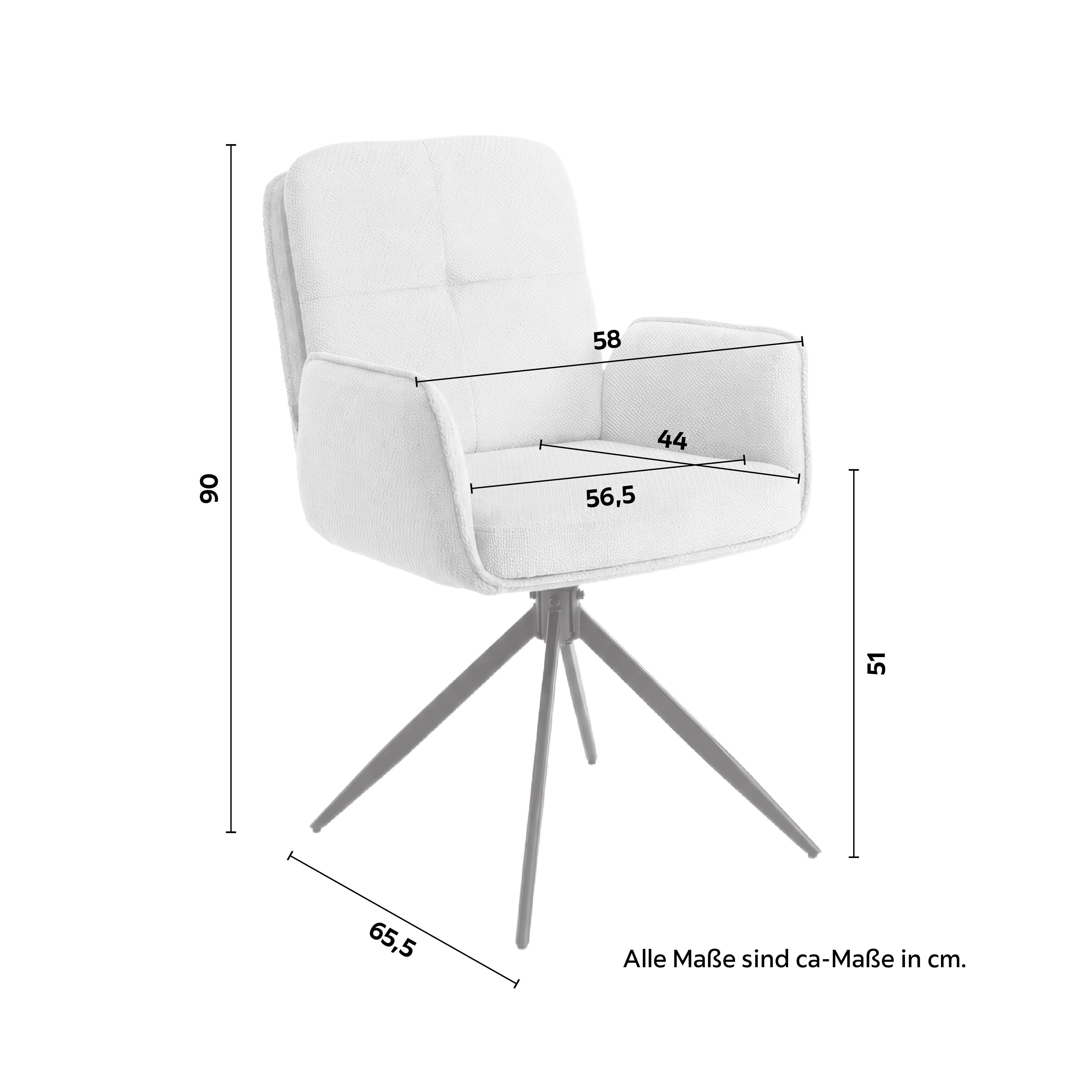 STOL MED ARMSTÖD NALANI - mörkgrå/greige, Modern, metall/textil (58/90/65,5cm) - Bessagi Home