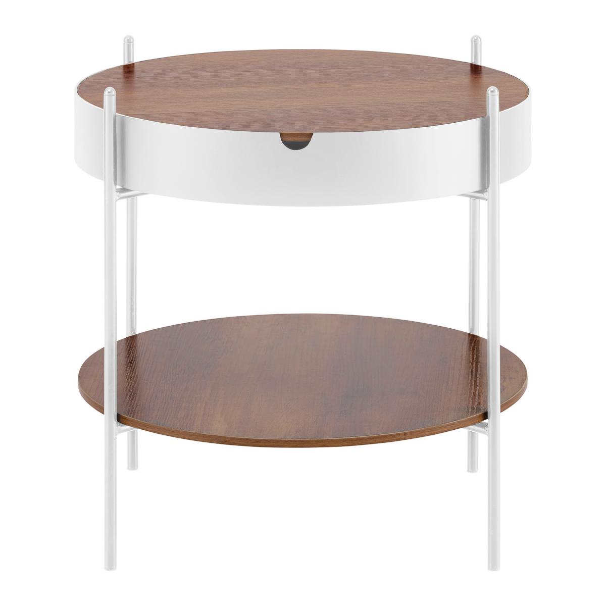 Kisasztal Kerek Franka - natúr színű/fehér, Modern, faalapú anyag/fém (48/48cm) - Mömax