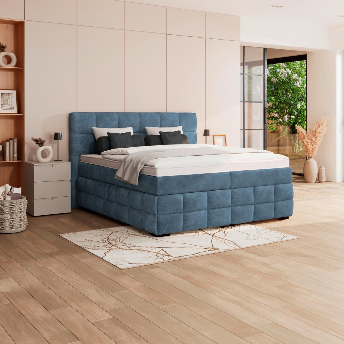 PAT BOX VEGA - albastru/verde, Trend, lemn/textil (160/200cm) - Modern Living