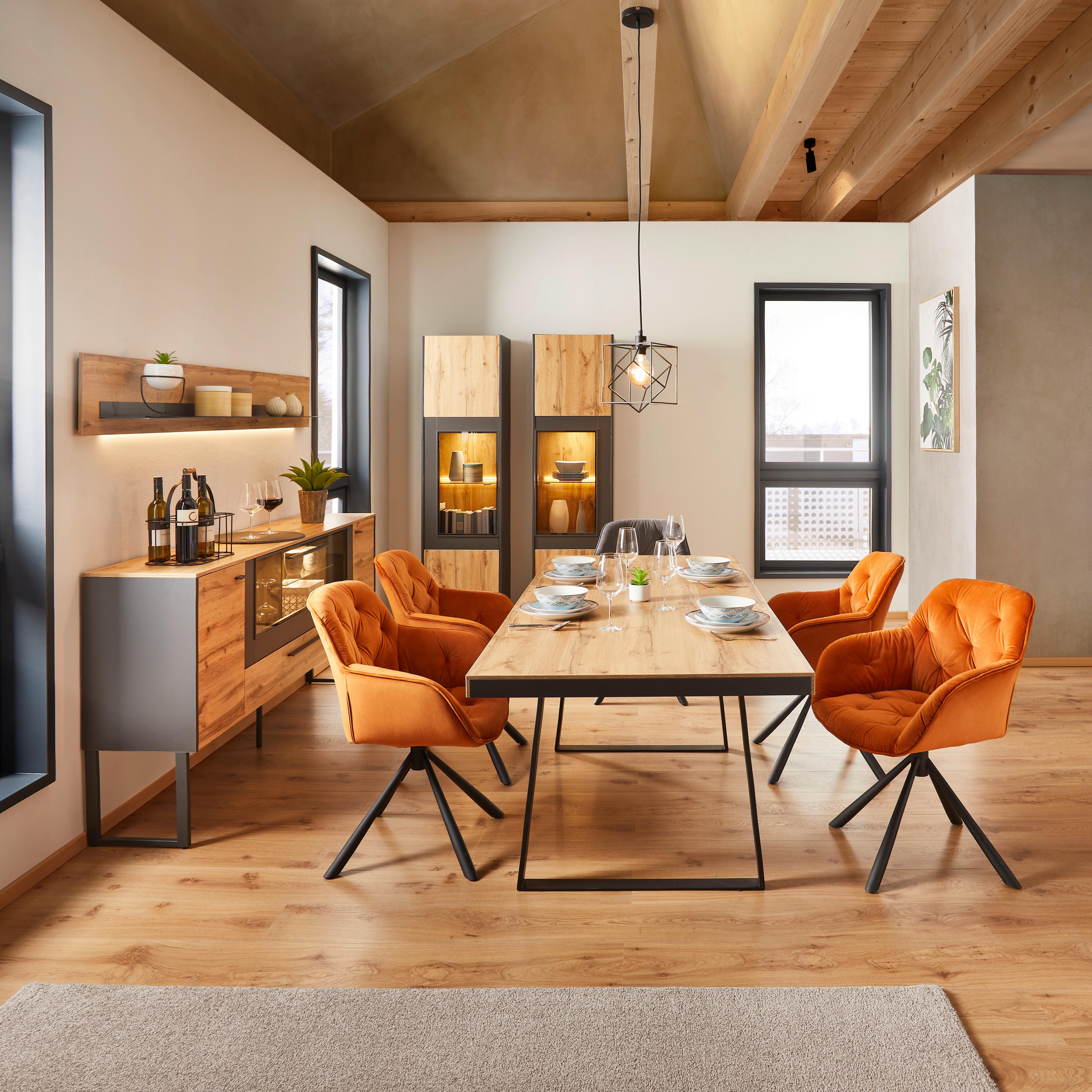 STOL MED ARMSTÖD EILEEN - orange/svart, Lifestyle, metall/textil (68/86/64cm) - Mömax