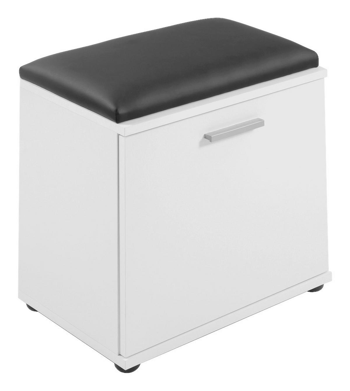 Garderobenbank Jakob ca.48,5x49x30cm Weiß,Schwarz - Silberfarben/Schwarz, LIFESTYLE, Holzwerkstoff/Kunststoff (48,5/49/30cm) - MID.YOU