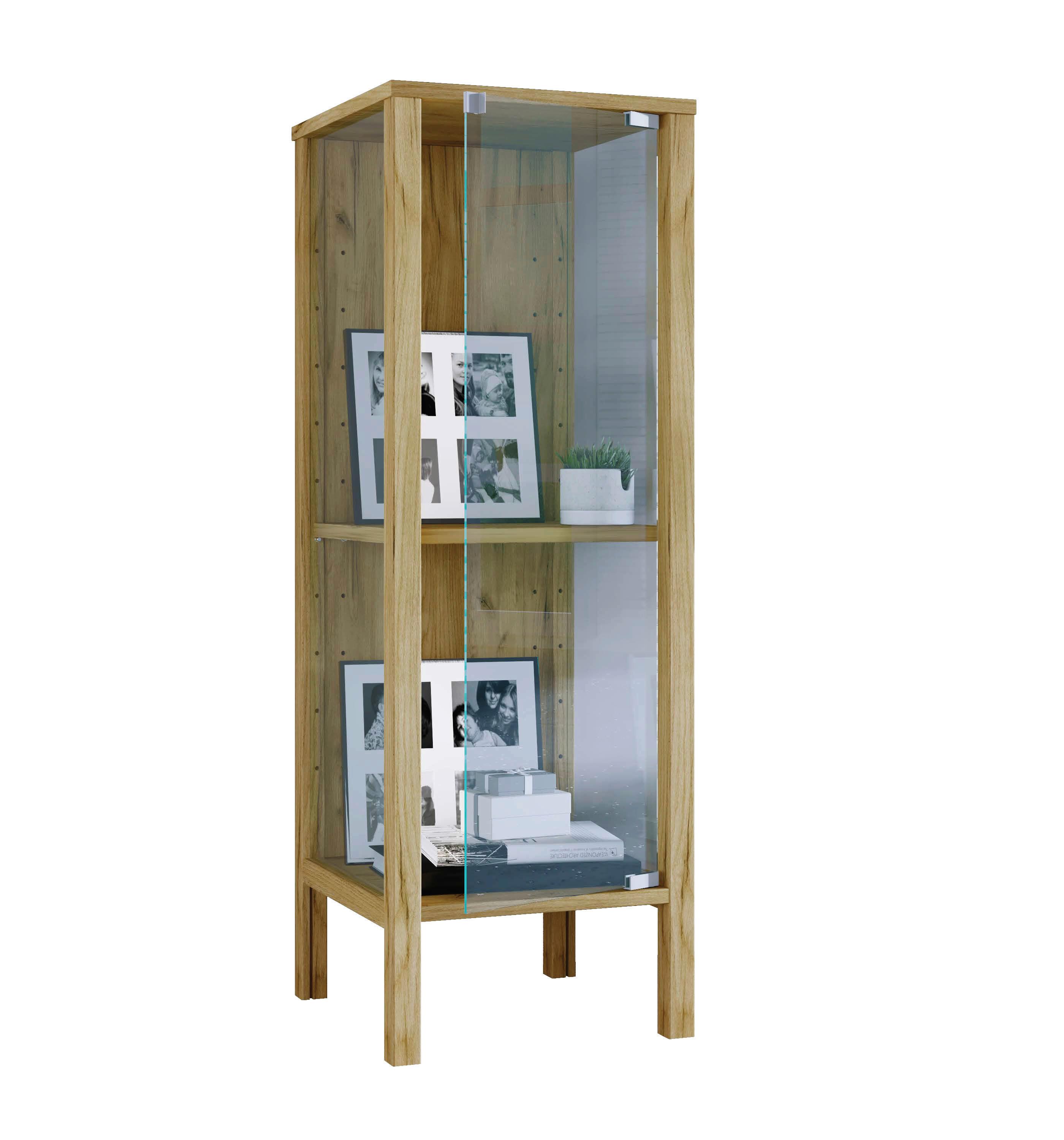 Vitrine Jensol Honigeiche/Klar - Honigeiche/Klar, Design, Glas/Holzwerkstoff (33/98/35cm) - Livetastic