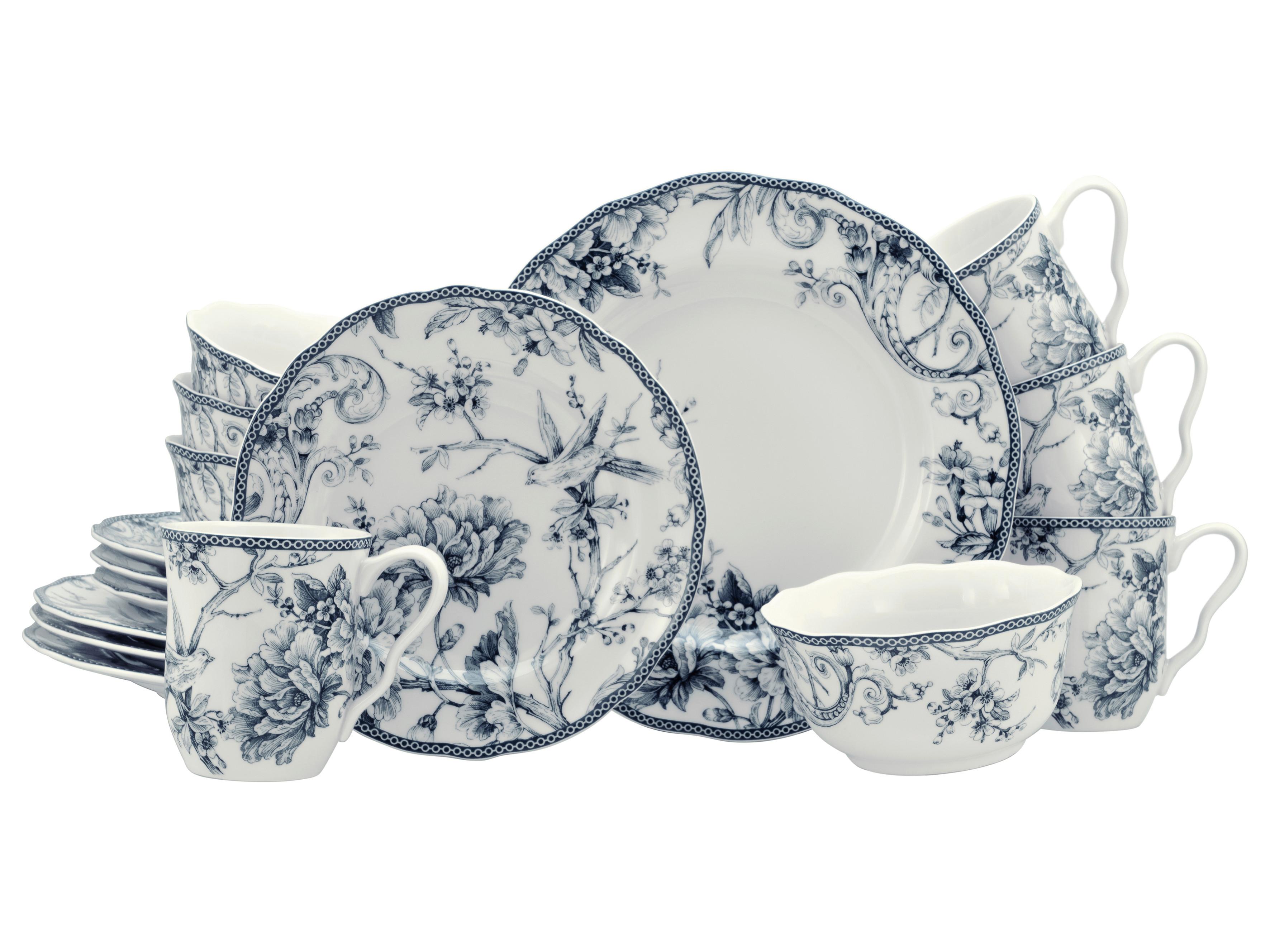 Serviciu de masă Adelaide 16/1 - albastru/alb, Basics, ceramică - Creatable