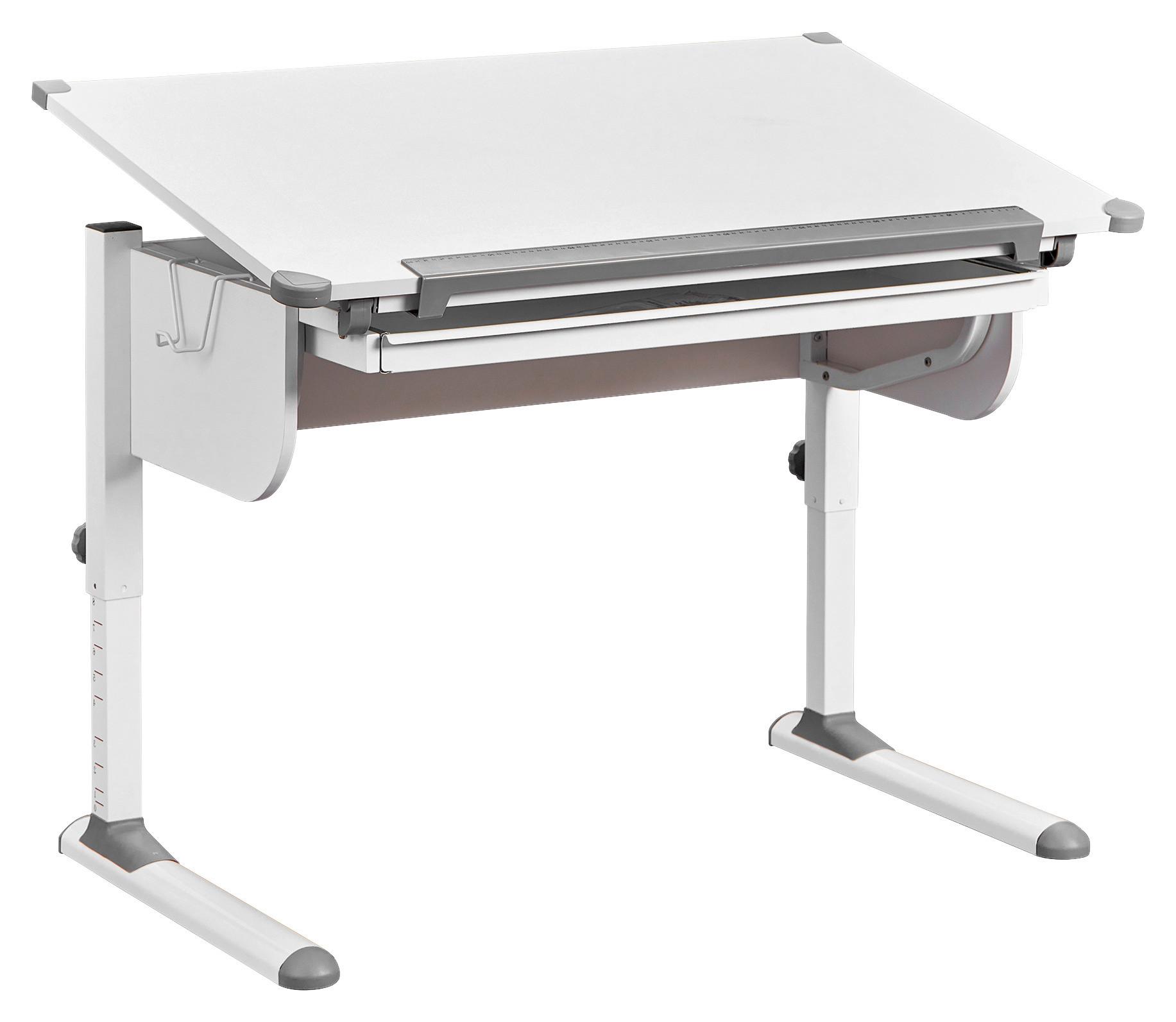 Jugendschreibtisch Studare Weiß - Weiß, MODERN, Holzwerkstoff/Metall (110/68/55cm) - MID.YOU