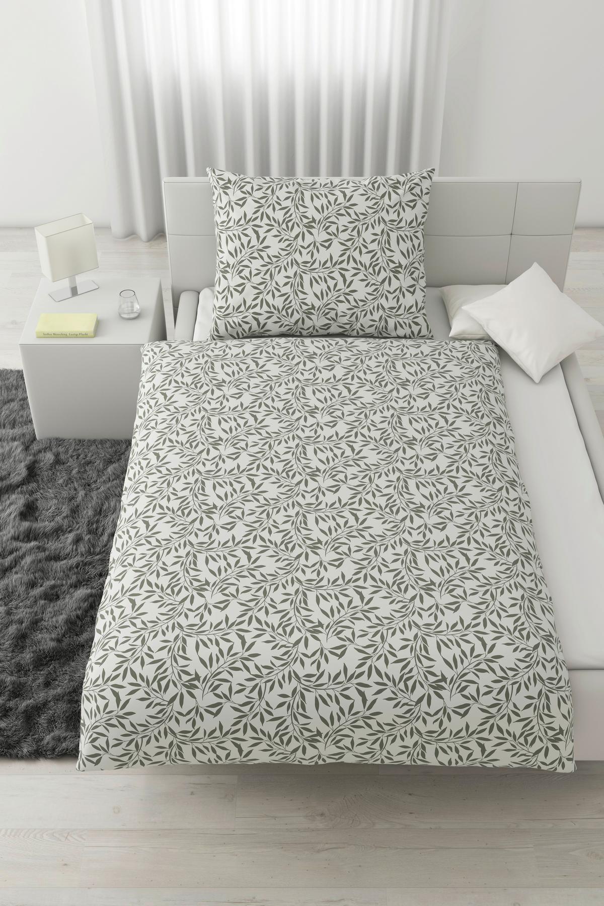 BETTWÄSCHESET TIFFANY - Weiss/Jadegrün, Konventionell, Textil (160/210cm) - Modern Living