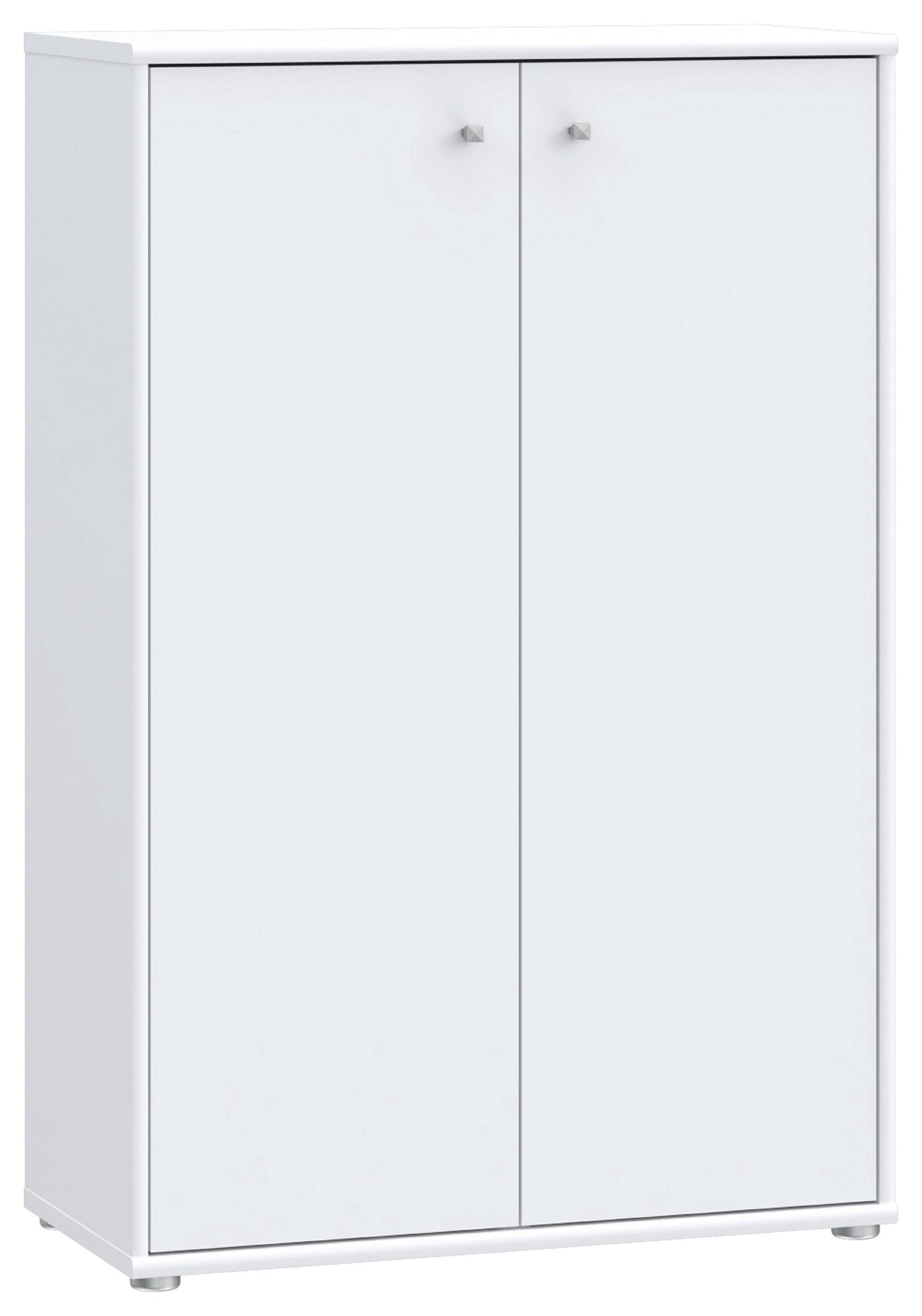 Komoda Tempra 2, Bela - bela/barve aluminija, Design, leseni material (73,7/111,1/34,8cm)