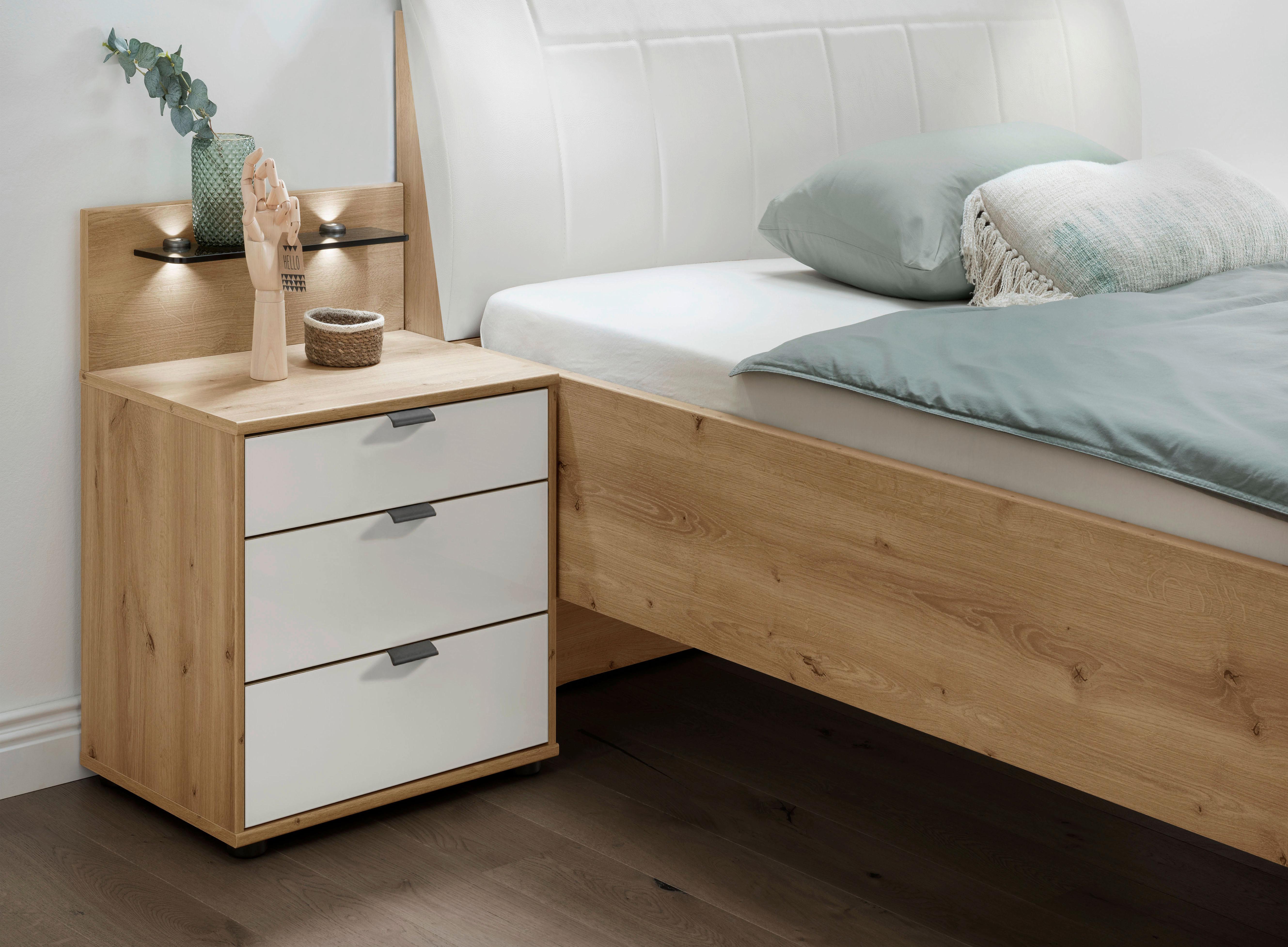 SZAFKA NOCNA MILANO 4000 - biały/czarny, Konventionell, materiał drewnopochodny/metal (40/48/43cm) - Dieter Knoll