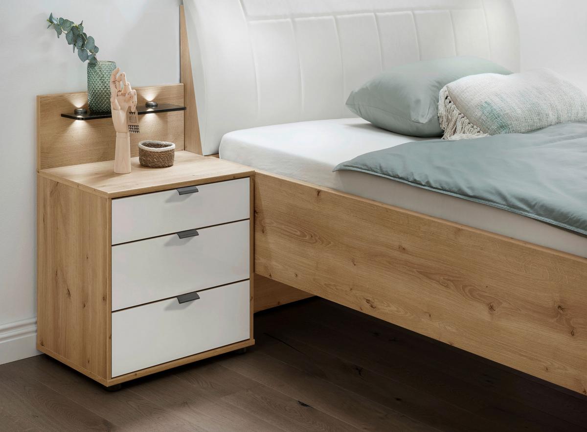 SZAFKA NOCNA MILANO 4000 - biały/czarny, Konventionell, materiał drewnopochodny/metal (40/48/43cm) - Dieter Knoll