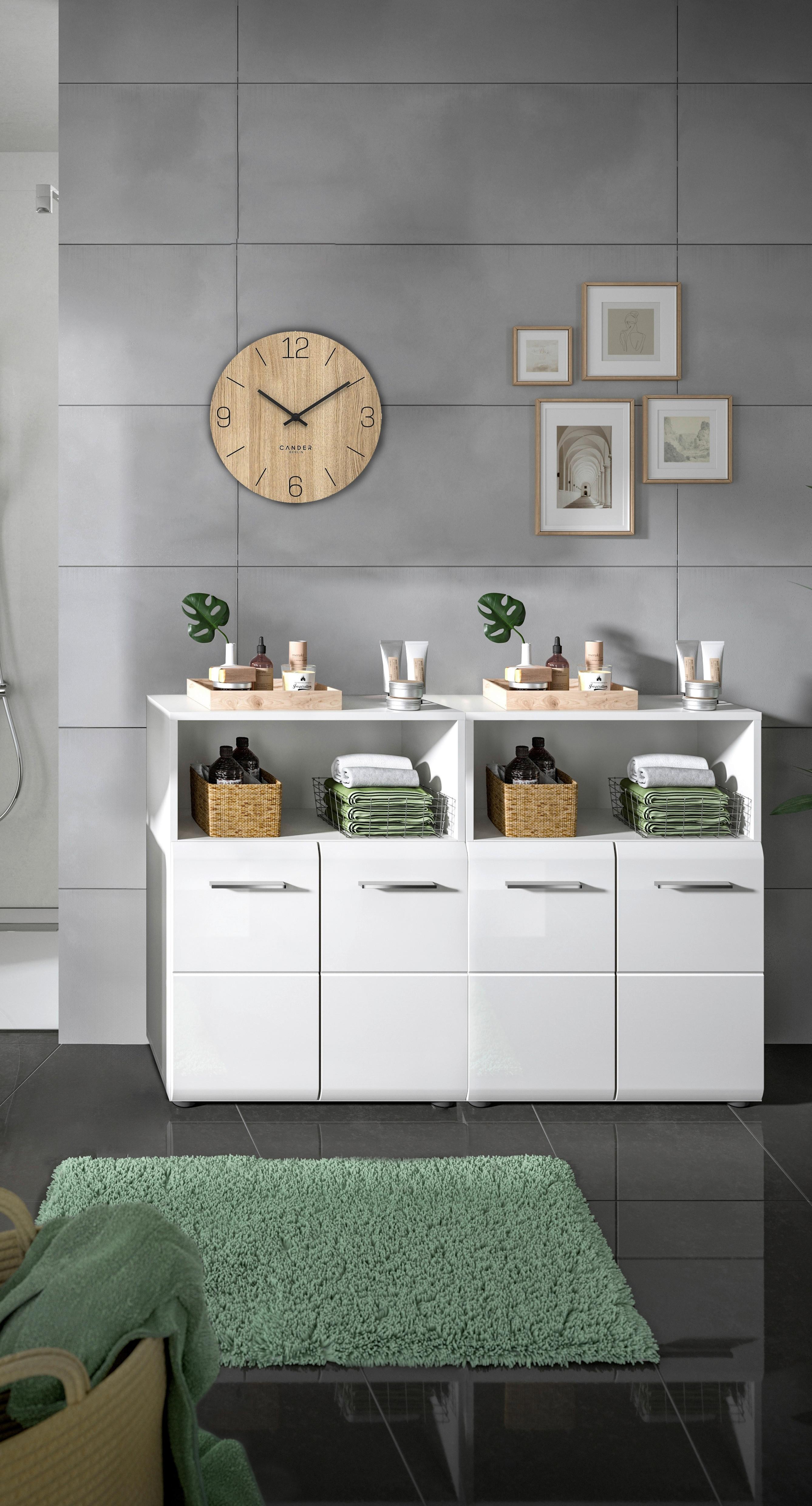 Midischrank ICE Weiß Hochglanz ca. 120x80x30 cm - Weiß Hochglanz/Silberfarben, MODERN, Holzwerkstoff/Kunststoff (120/80/30cm) - MID.YOU