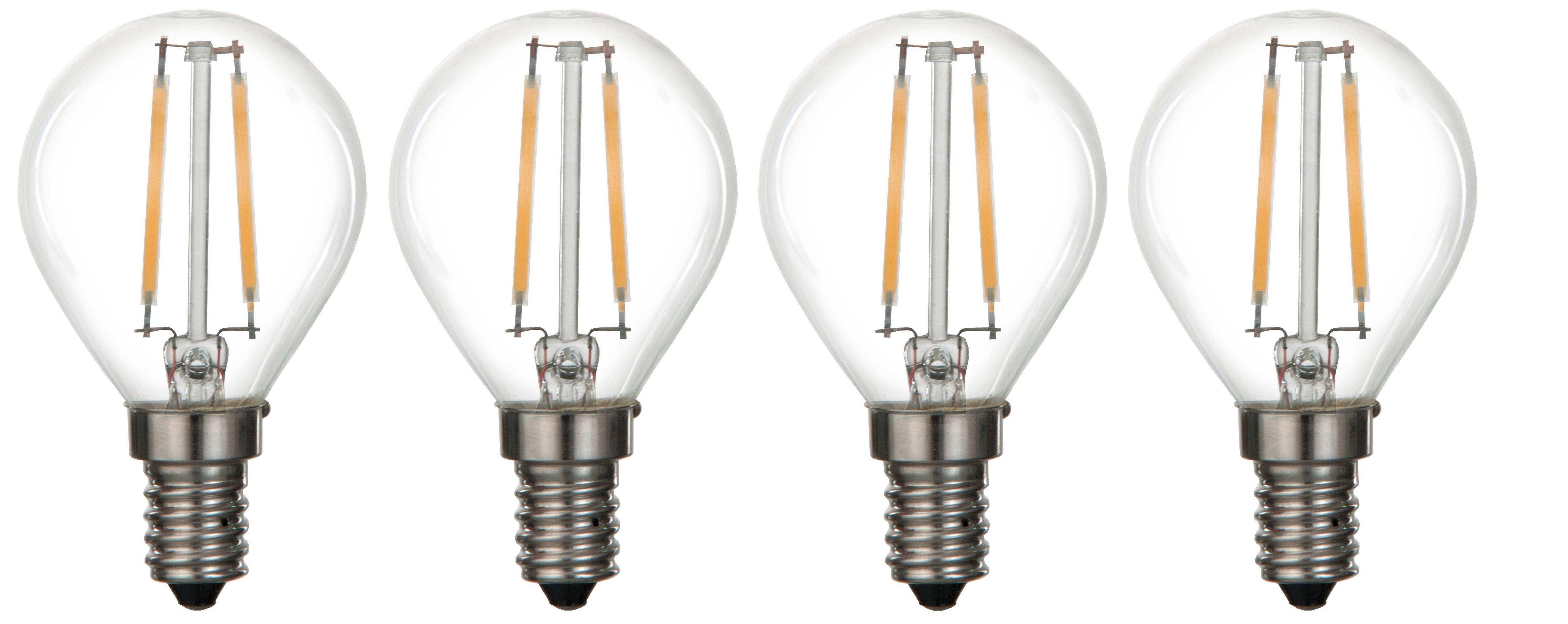 LED-Leuchtmittel Multi max. 4 Watt, 4 Stk. - Klar, Glas/Metall (4,5/7,6cm) - Modern Living