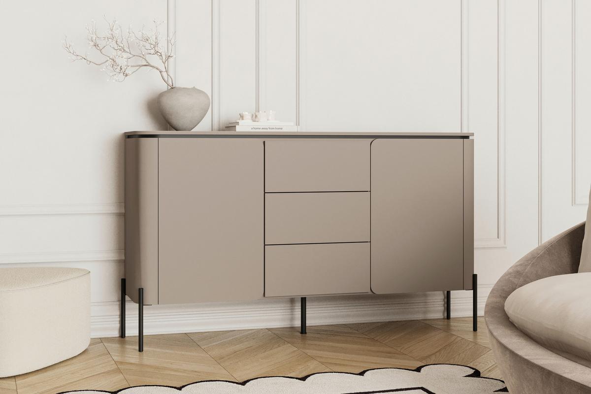 Tálalószekrény Bello - bézs, Modern, faalapú anyag (163/94/40cm)