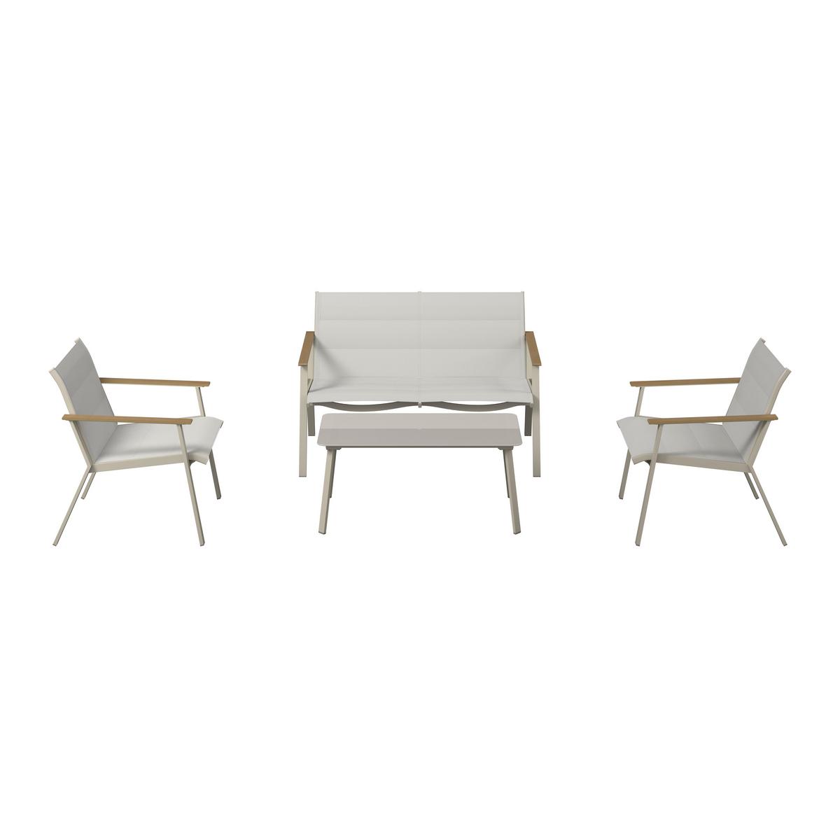 Gartenset Bianco Beige/Teakfarben 4-teilig - Beige/Teakfarben, Basics, Glas/Kunststoff (71/118/77cm) - Mömax