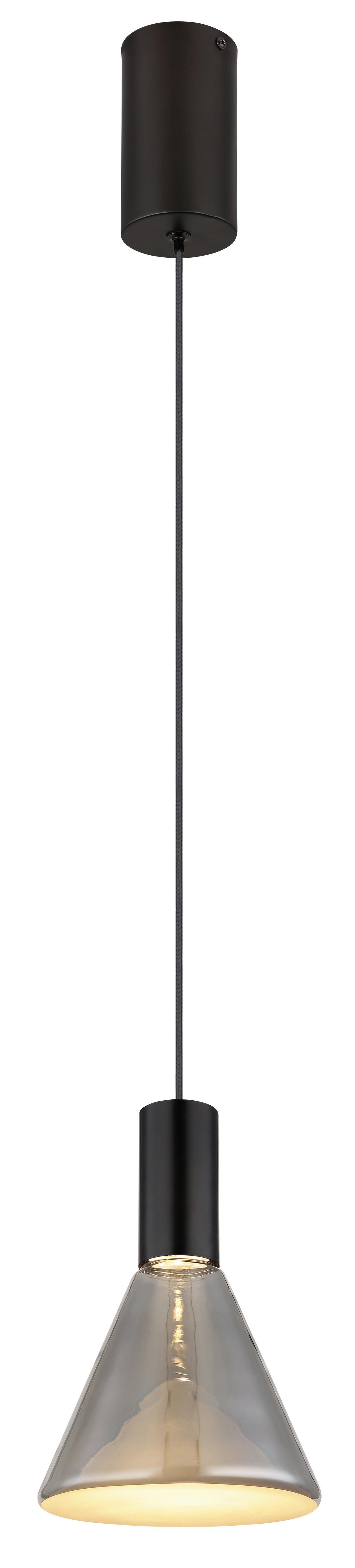 LED-Hängeleuchte Labora Schwarz max. 8 Watt - Schwarz, Design, Glas/Metall (17/150cm) - Globo