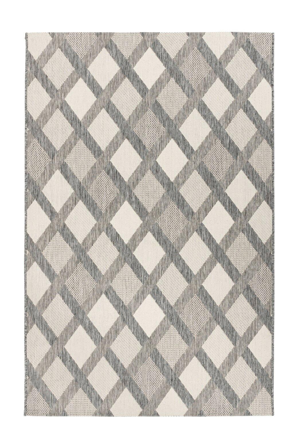 Flachwebeteppich Splash 800 Creme / Grau - Creme/Grau, Konventionell, Textil (80/150cm) - Kayoom