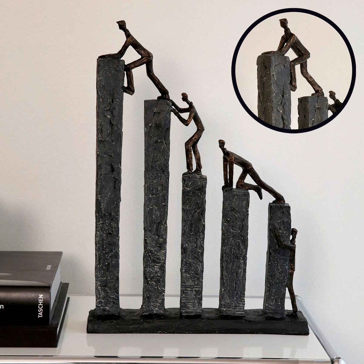 Skulptur Grau/Bronzefarben - Bronzefarben/Grau, Basics, Kunststoff (31/43/7cm)