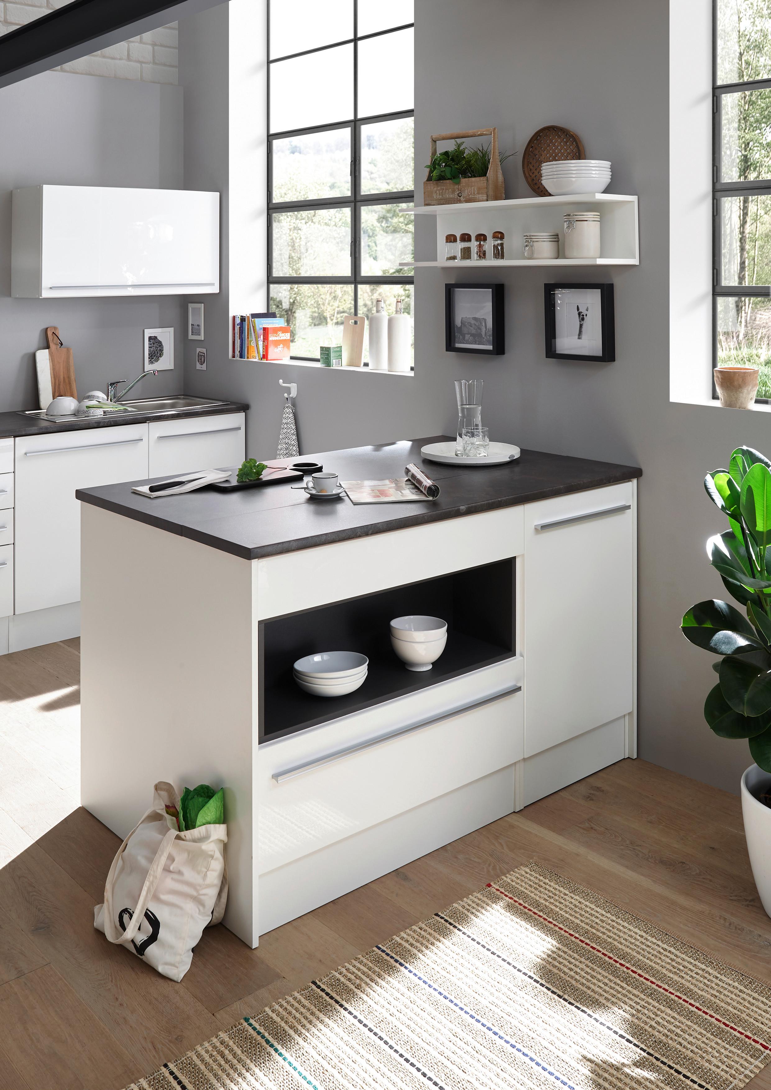 Kuhinjski Otok Jazz - bijela/tamno siva, Modern, drvni materijal (140/90/90cm) - Modern Living